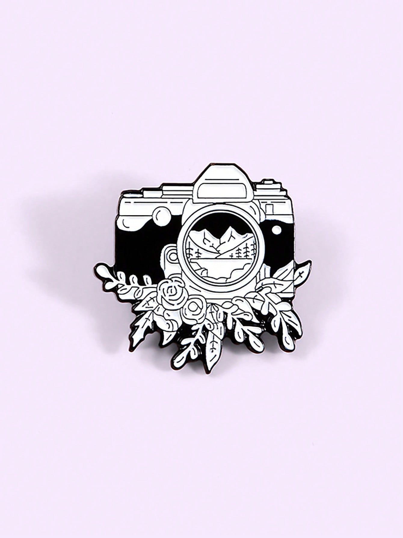 1pc Creative Personality Black And White Camera Enamel Alloy Brooch, Shirt Collar Pin, Painted Lapel Pin Badge