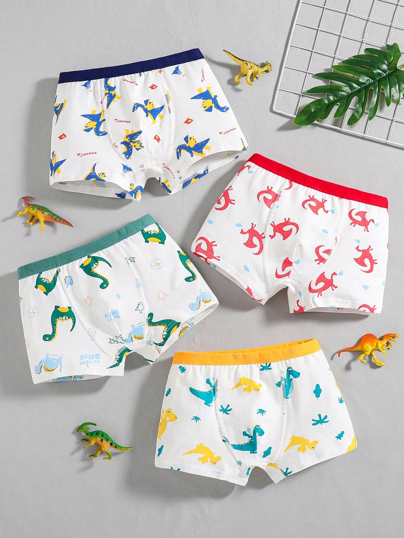 4pcs Boys Cotton Cute Printed Pajamas Set & Boxer Brief