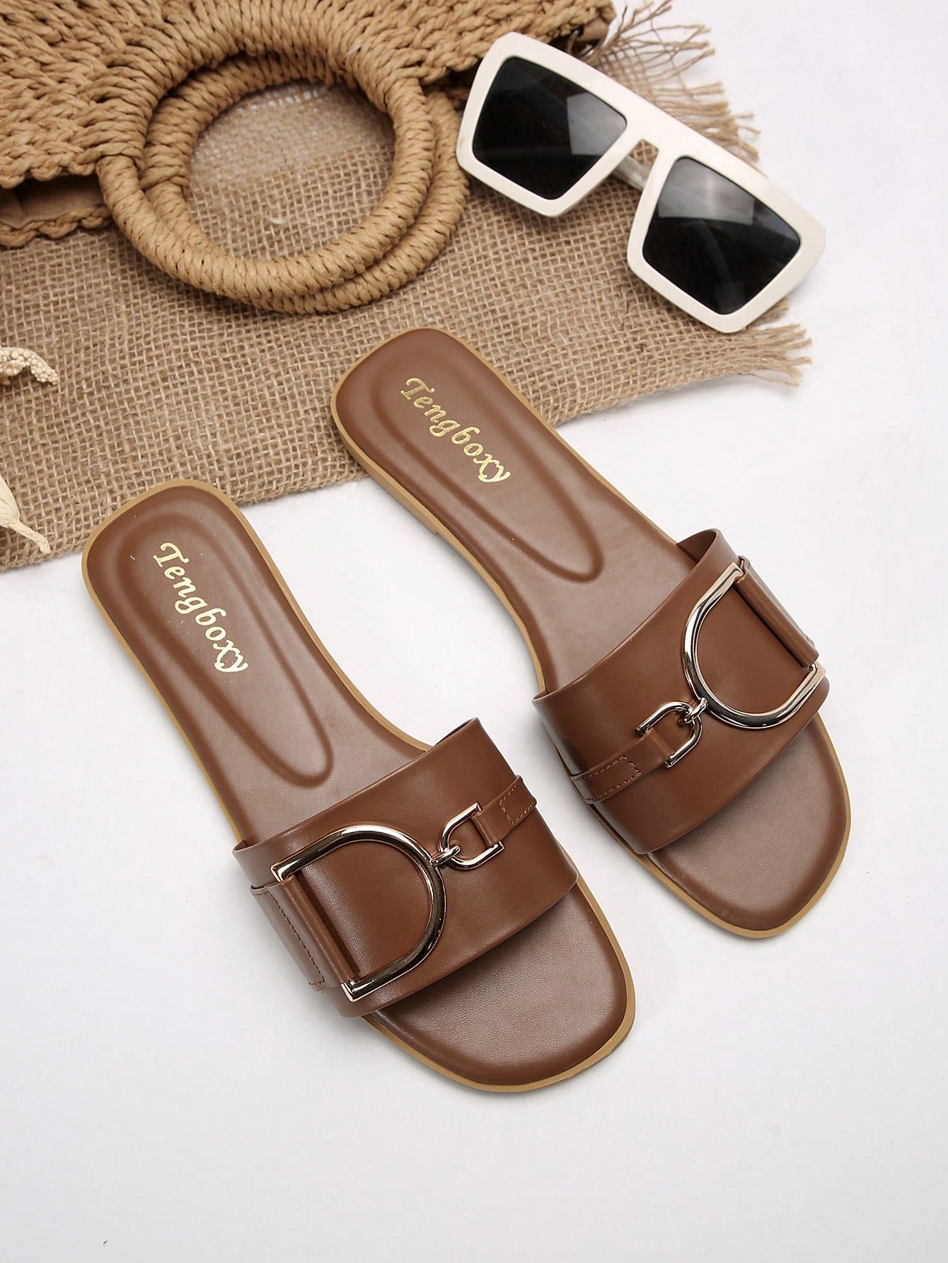 Women's Fashionable Flat Sandals, Casual Summer Shoes With Stylish Buckle