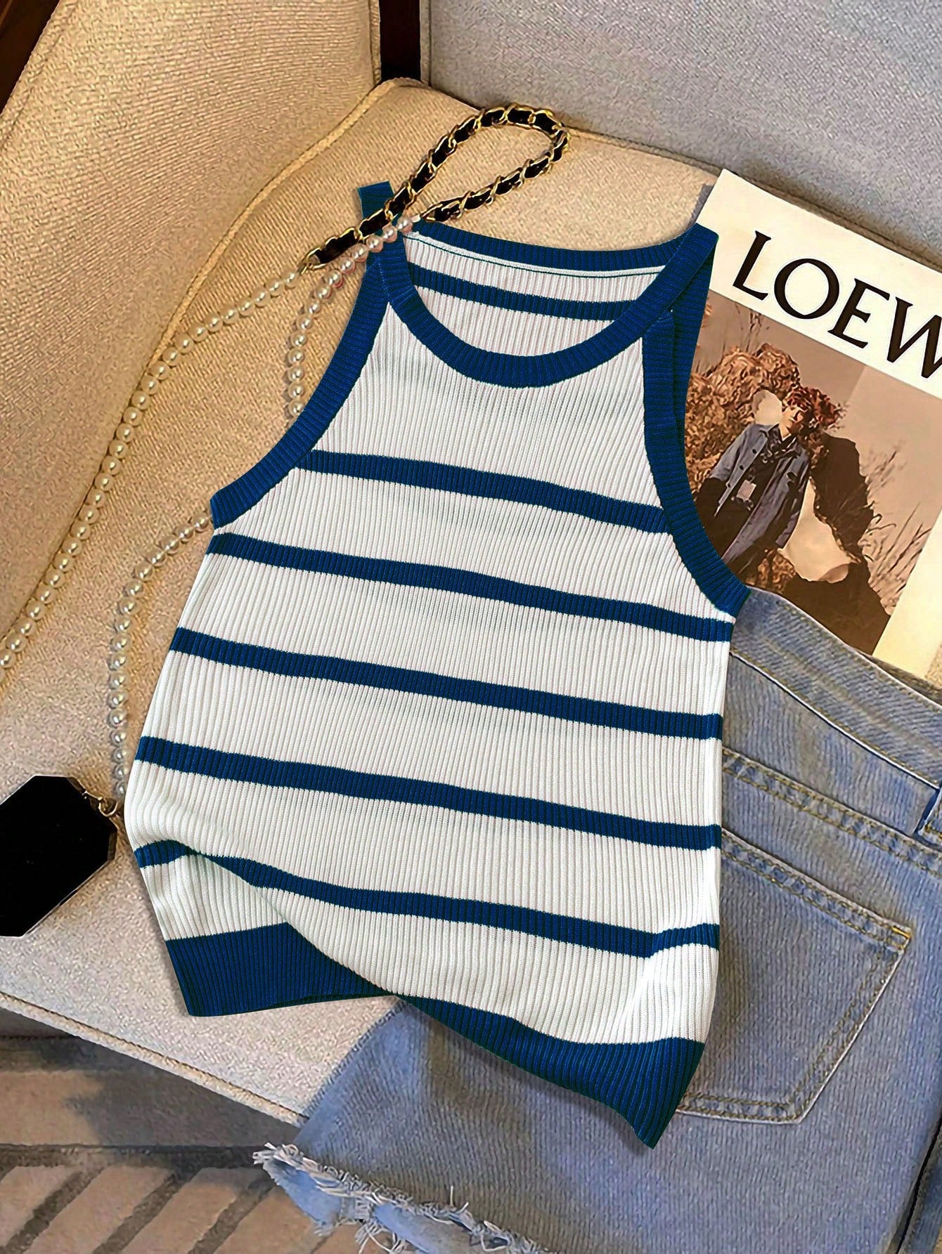 Women's Plus Size Colorblocked Striped Knit Vest Top