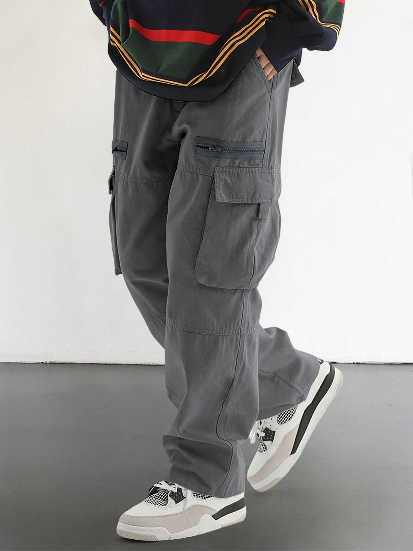 Men's Casual Solid Color Flap Pocket Side Cargo Pants