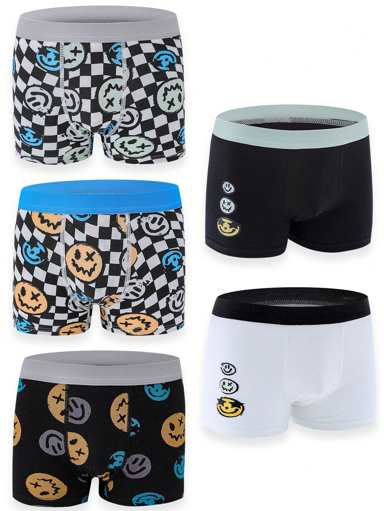 Boys' Cartoon Pumpkin Printed Patchwork Underwear, Daily Casual Wear