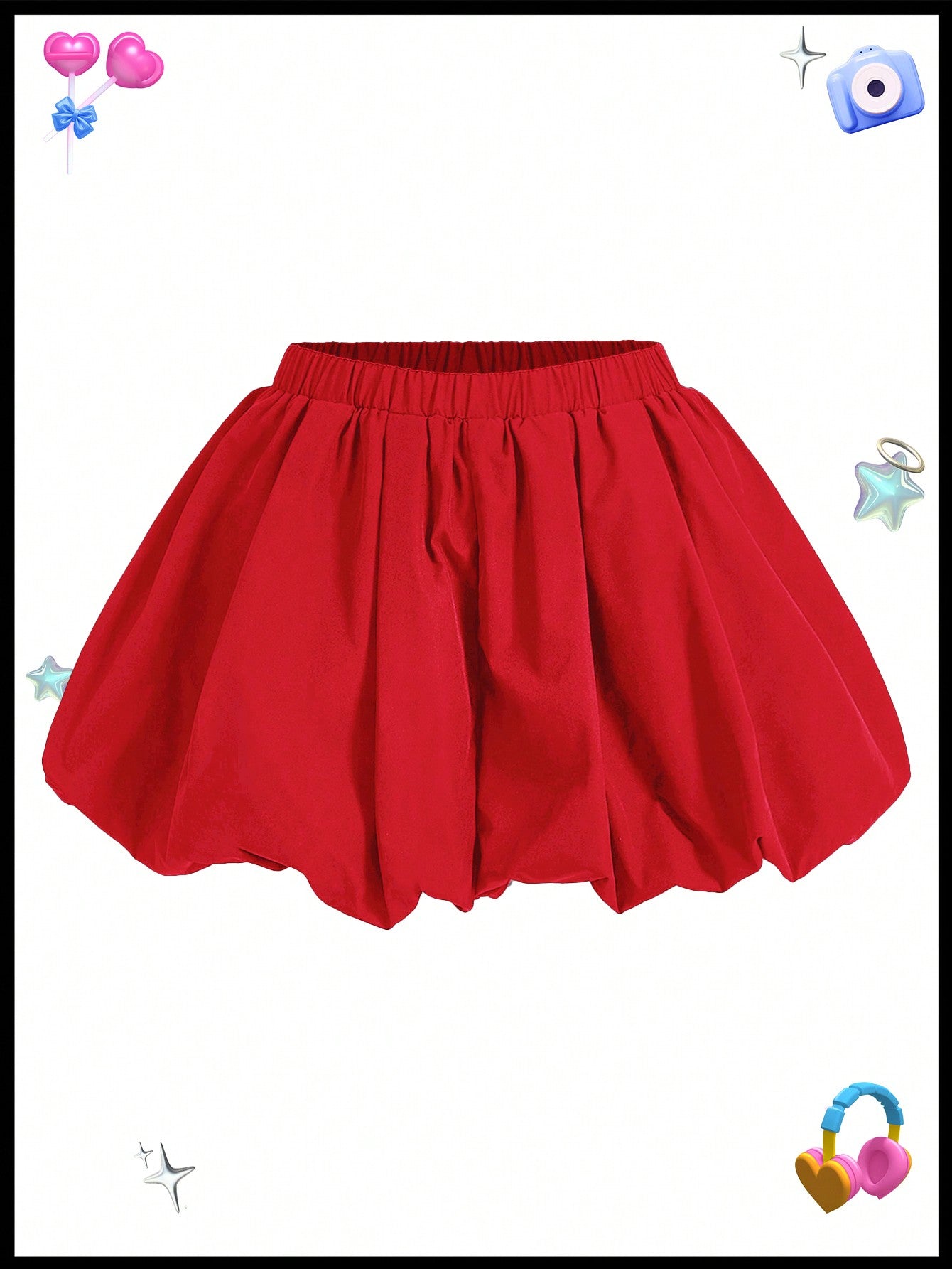 Women's Solid Color Elastic Waist Bubble Skort