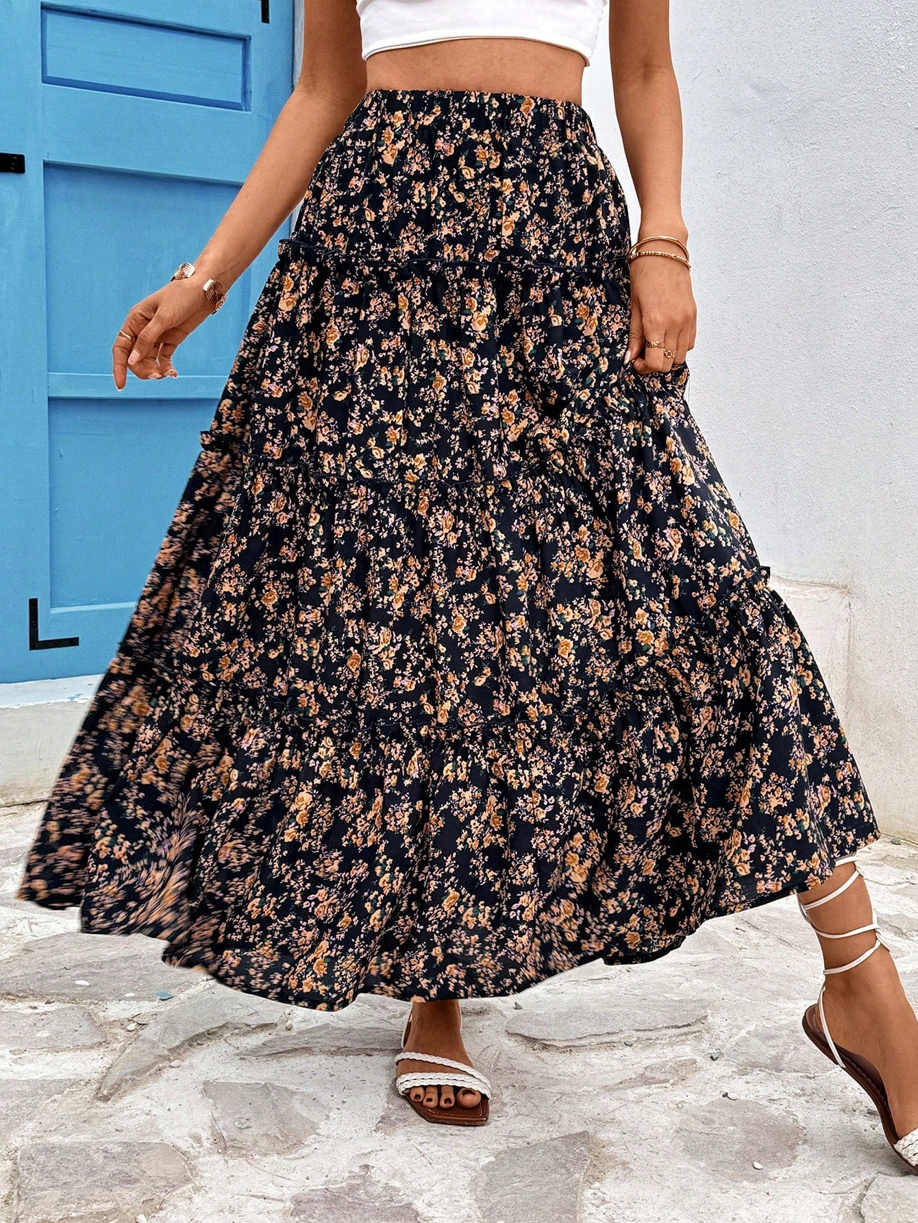 Women's Floral Print Holiday Style Skirt