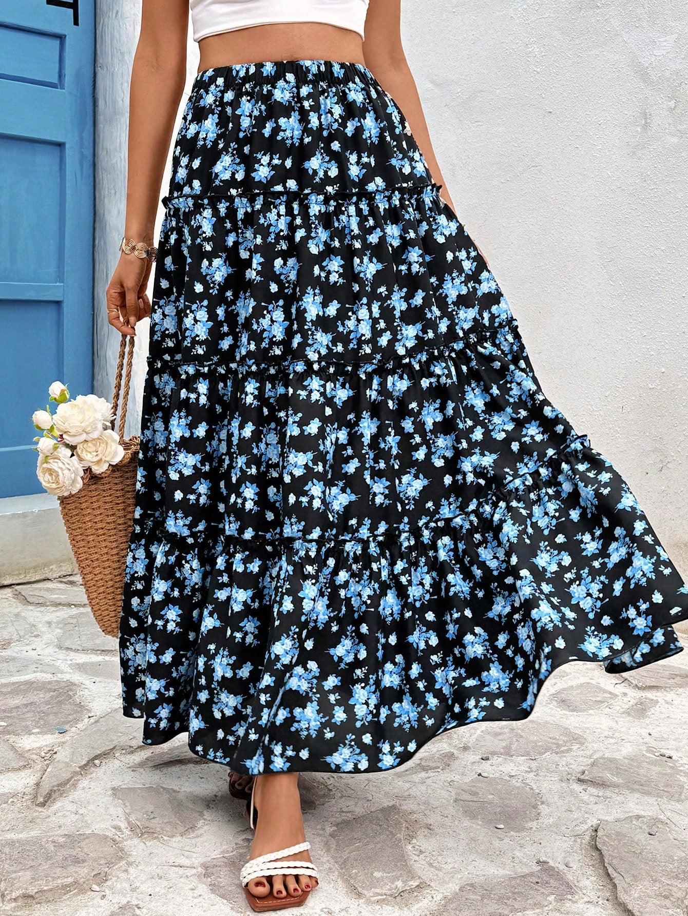 Women's Floral Print Holiday Style Skirt