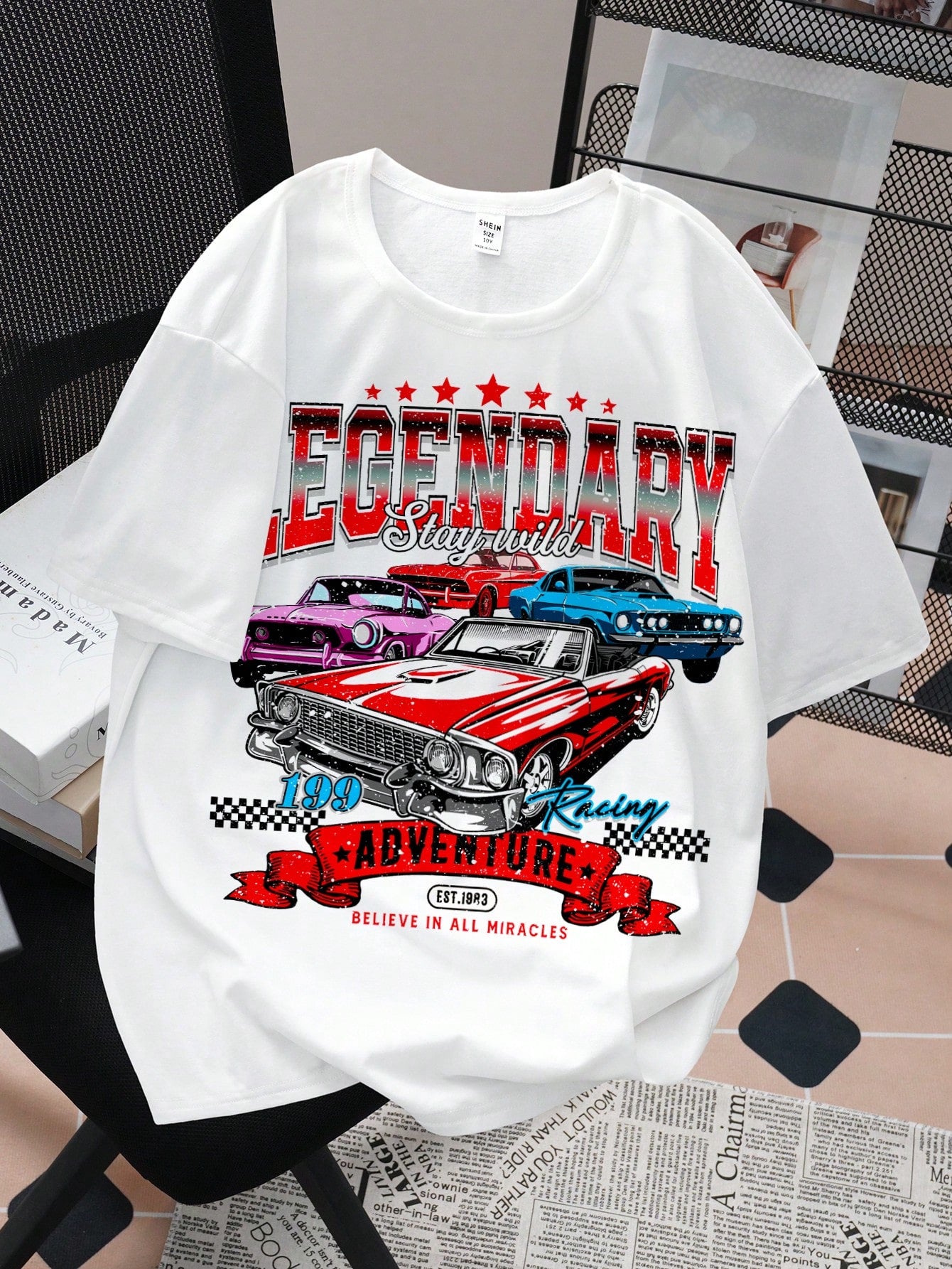 Tween Boys' Car & Letter Print T-Shirt, Simple Casual Style, Suitable For Daily Wear In Summer