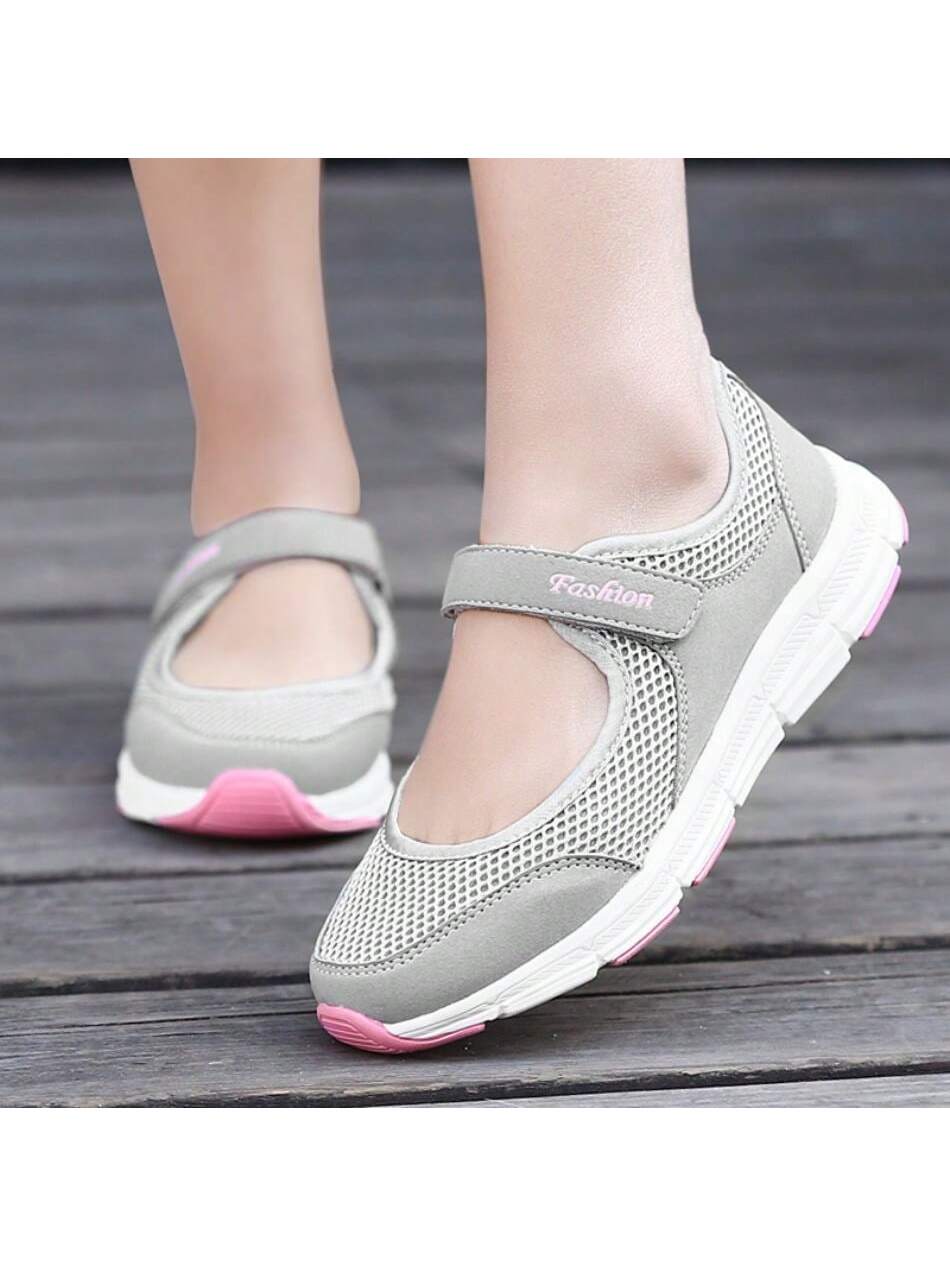 Women's Lightweight Anti-Skid Casual White Shoes, Mesh Fabric With Buckle, Breathable Outdoor Running Sports Shoes, Large Size Special Offer