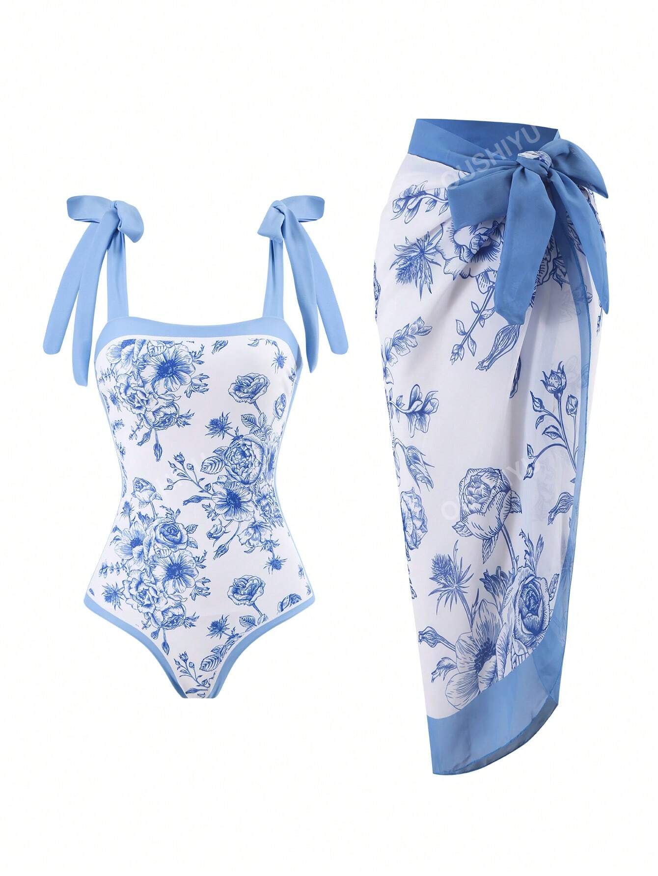 Vintage-Inspired Conservative One-Piece Swimwear For Beach, Spa & Resort With Tummy Control - European & American Style, Skirted Bottom (One Size Fits Most)