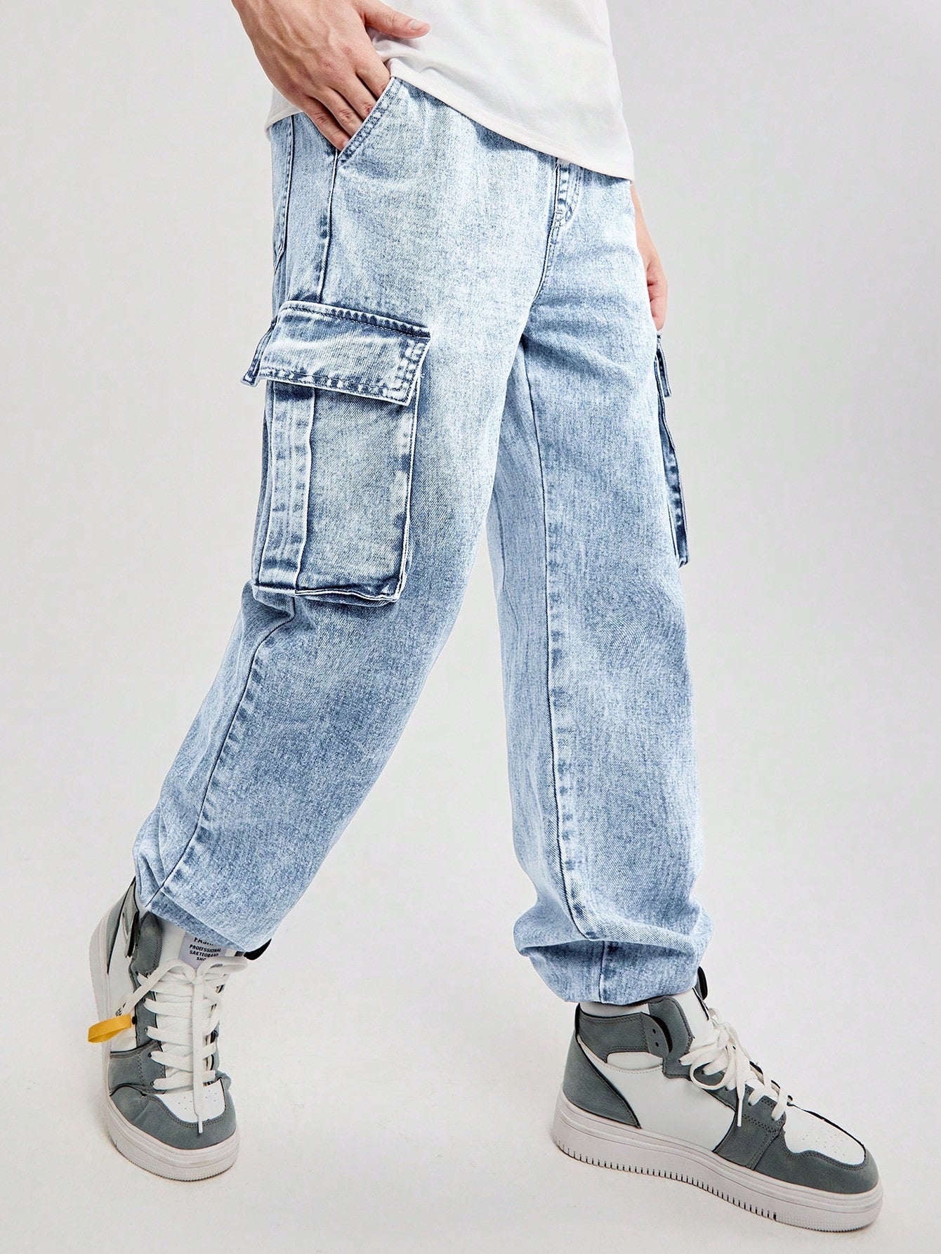 Teen Boys' Casual Mid-Rise Denim Jogger Pants