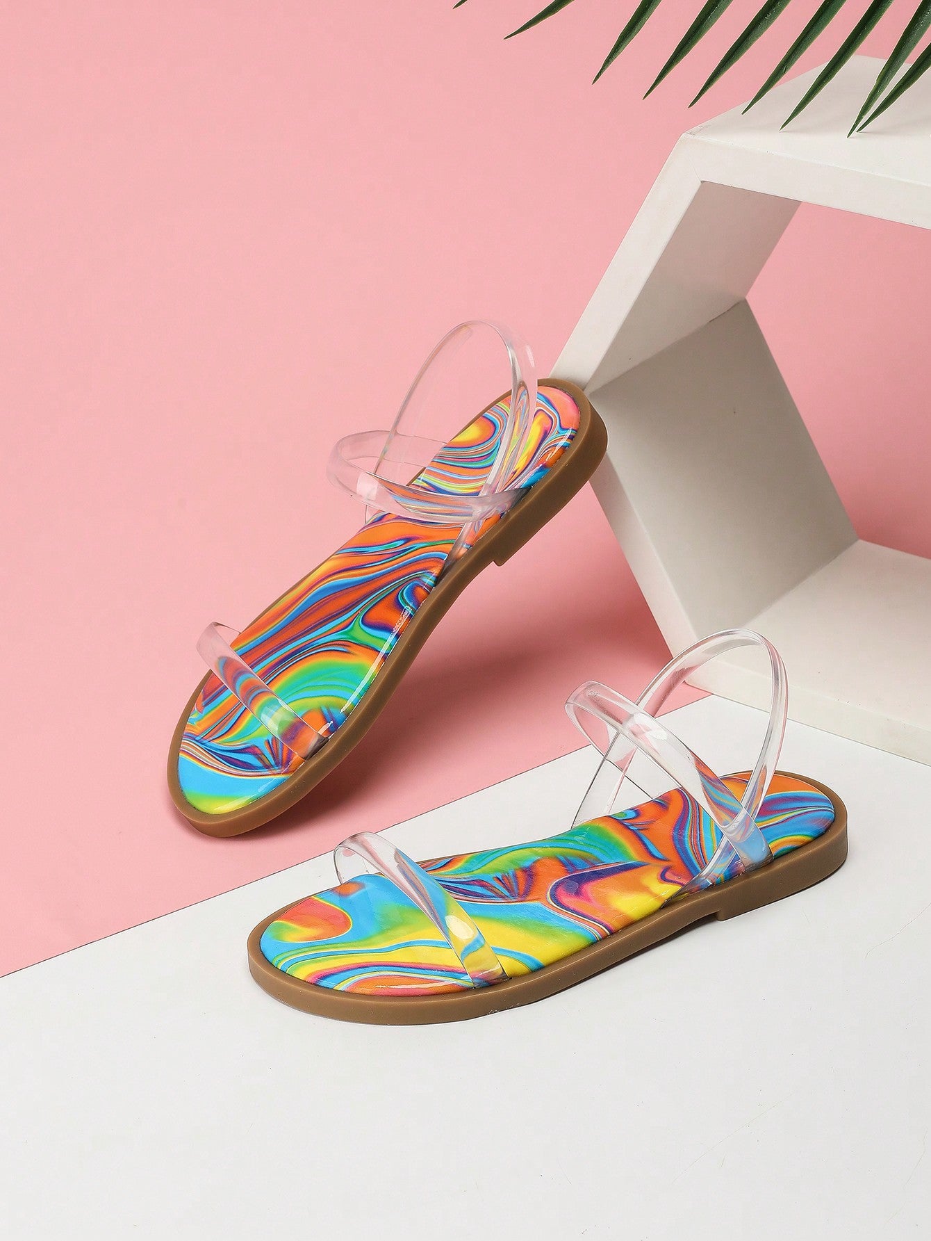 New Style Fashionable And Comfortable Kids' Flat Sandals For Girls, Colorful Flower Decor Princess Sandals, Suitable For Summer