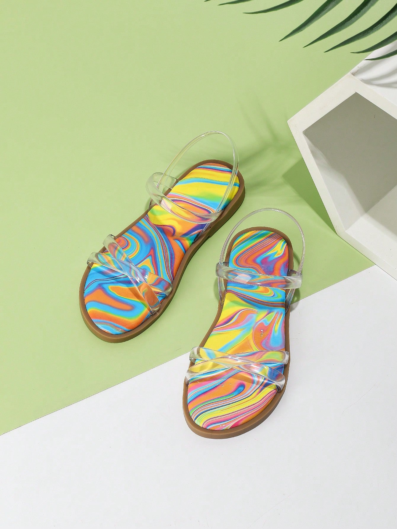 New Style Fashionable And Comfortable Kids' Flat Sandals For Girls, Colorful Flower Decor Princess Sandals, Suitable For Summer