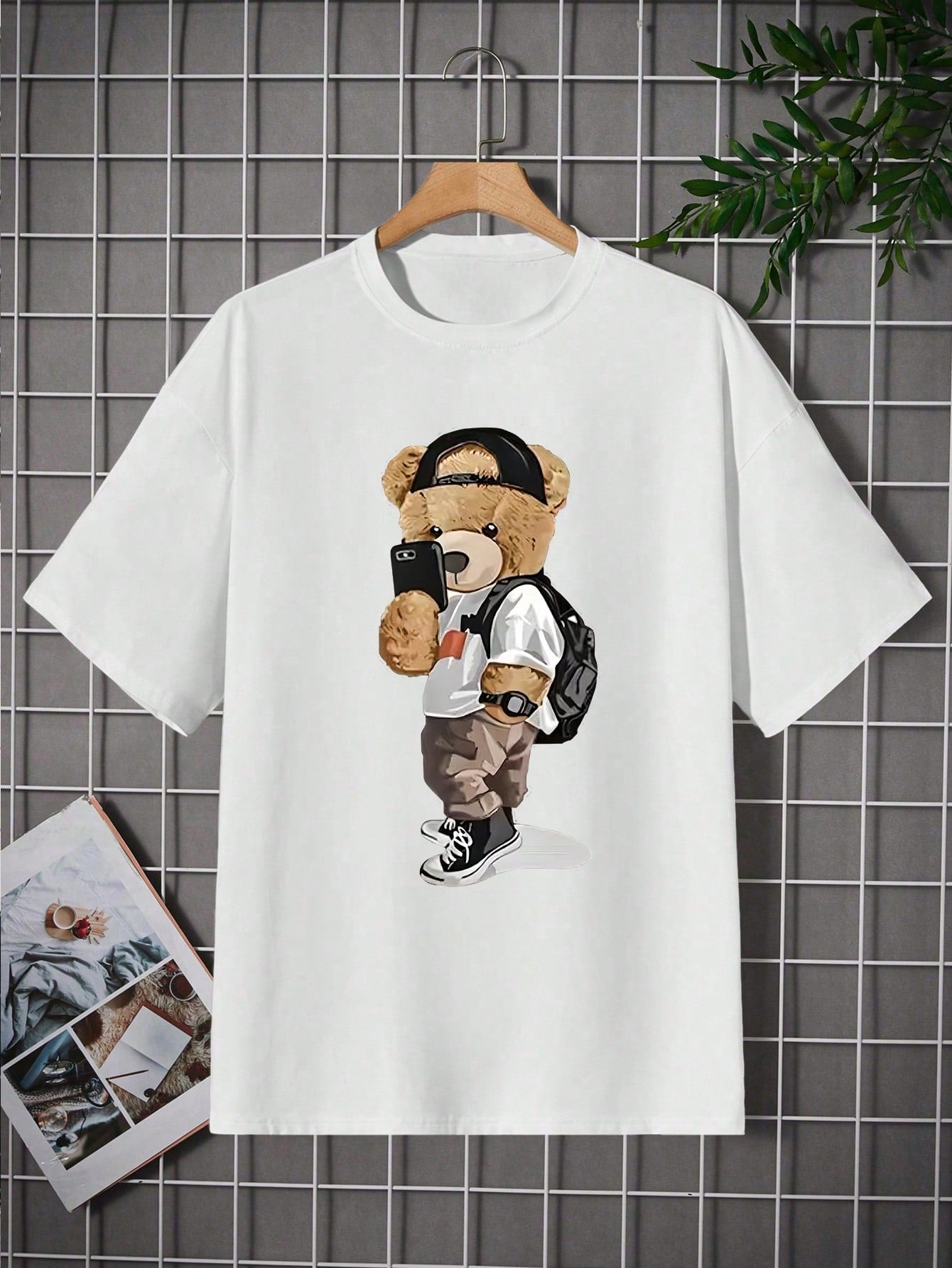 Tween Boy 2024 New Arrival Summer American Style Bear Printed Short-Sleeve T-Shirt