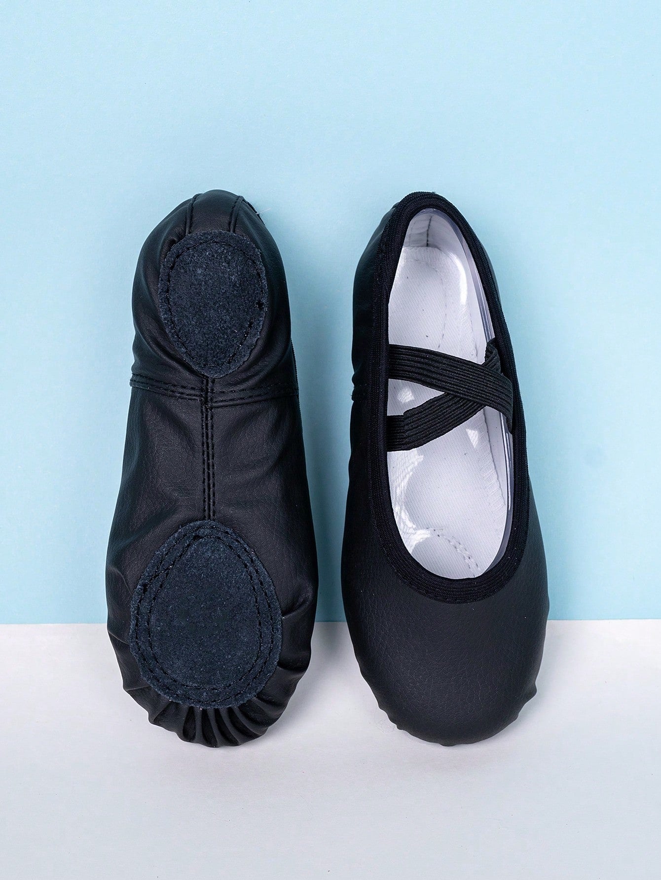 Kids' Indoor Practice Shoes, Black PU Upper Resistant To Dirt And Wear With Elastic Cloth And Soft Sole Design, Comfortable Anti-Slip Shoes Without Shoelaces For Ballet Dance