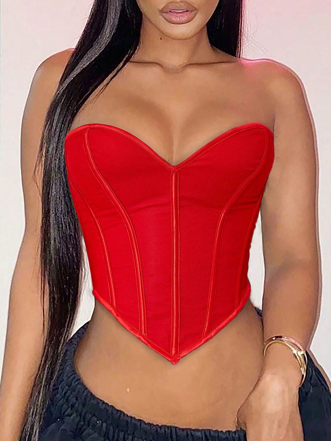 A Hanky Hem Lace-up Back Overbust Corset