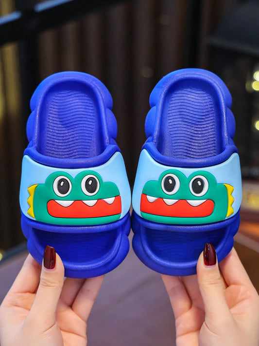 1pair Cute Dinosaur Anti-Slip Flat Children's Slippers For Boys, Suitable For Summer Wear