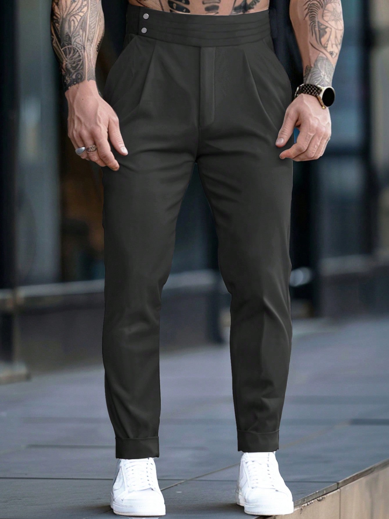 Men's Pleated Simple Daily Wear Casual Dress Pants