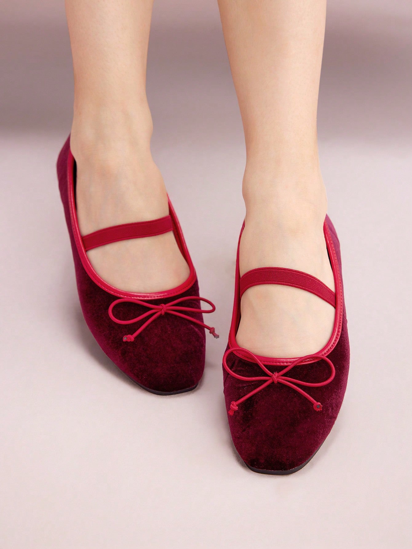 Women's Solid Color Flat Ballet Shoes With Bow Decoration