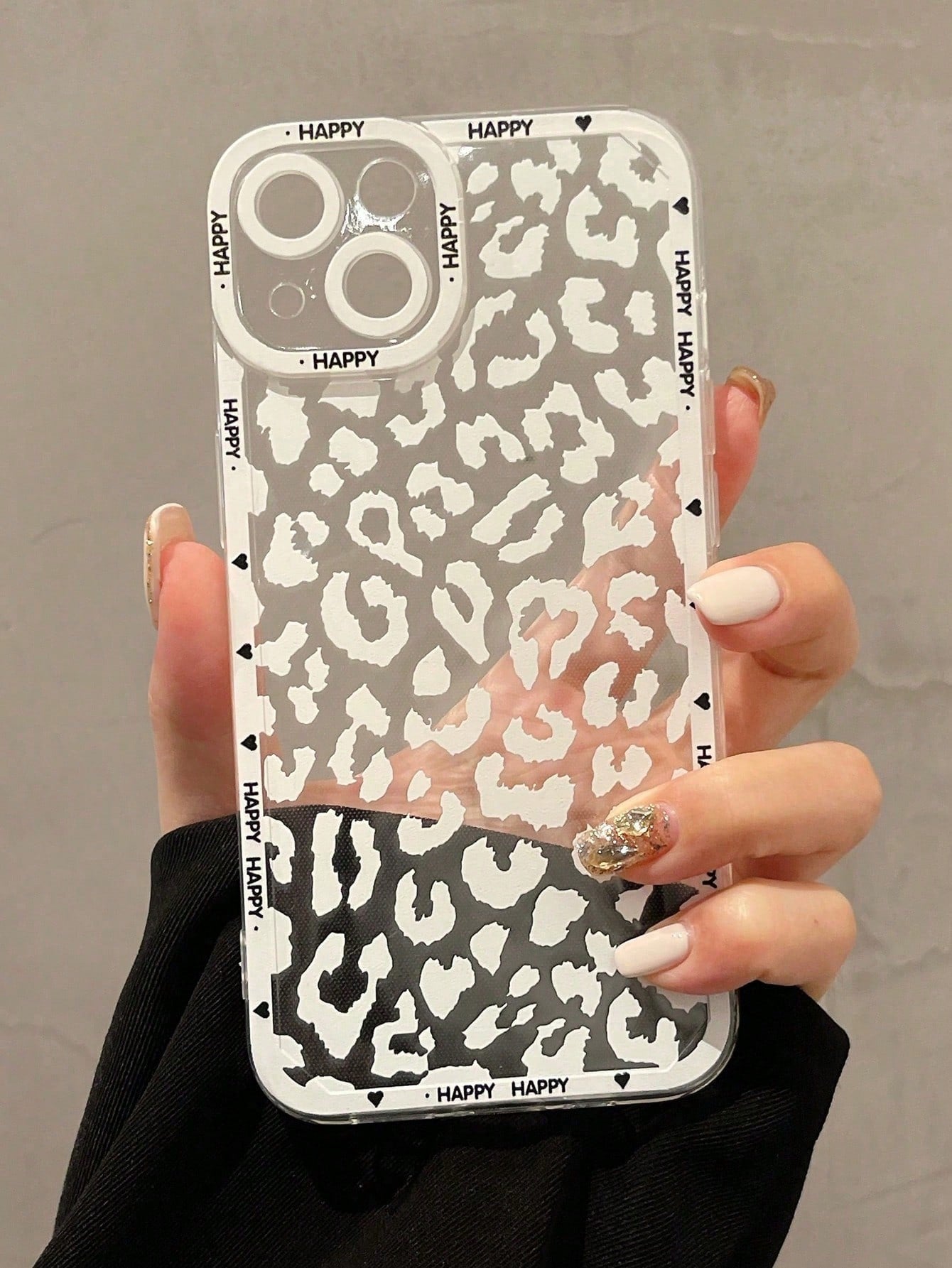 1pc Black Leopard Pattern Printed Silicone Phone Case, Shockproof, Compatible With IPhone 15 14 13 12 11 Pro Max