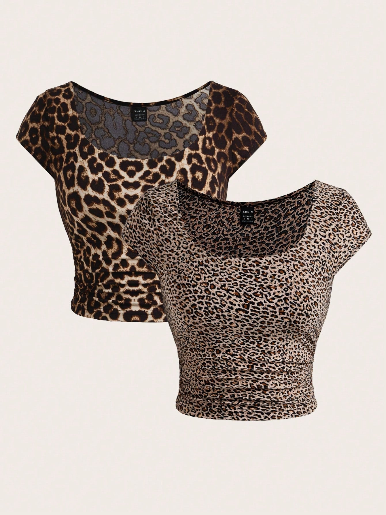 Summer Leopard Print 2pcs Women's T-Shirt Set