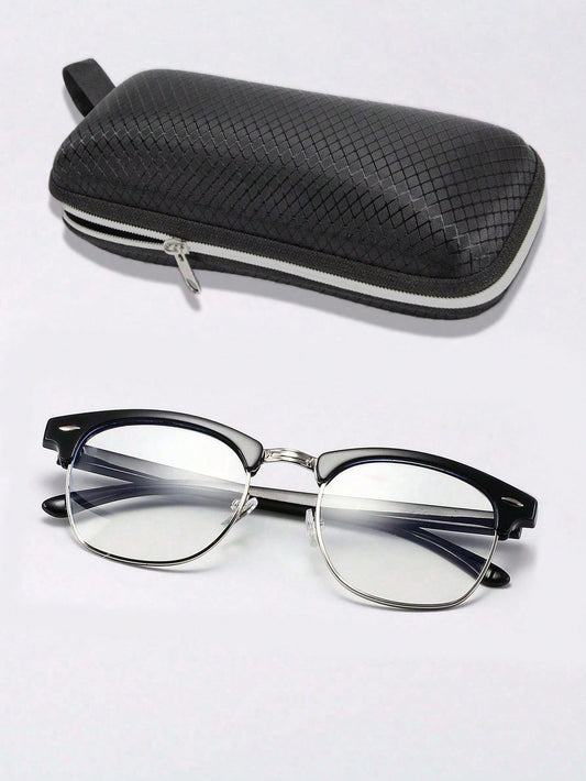 2pcs Fashionable Women's Anti-Blue Light Glasses With Glasses Case, Non-Prescription Plain Glasses, Eye Protection