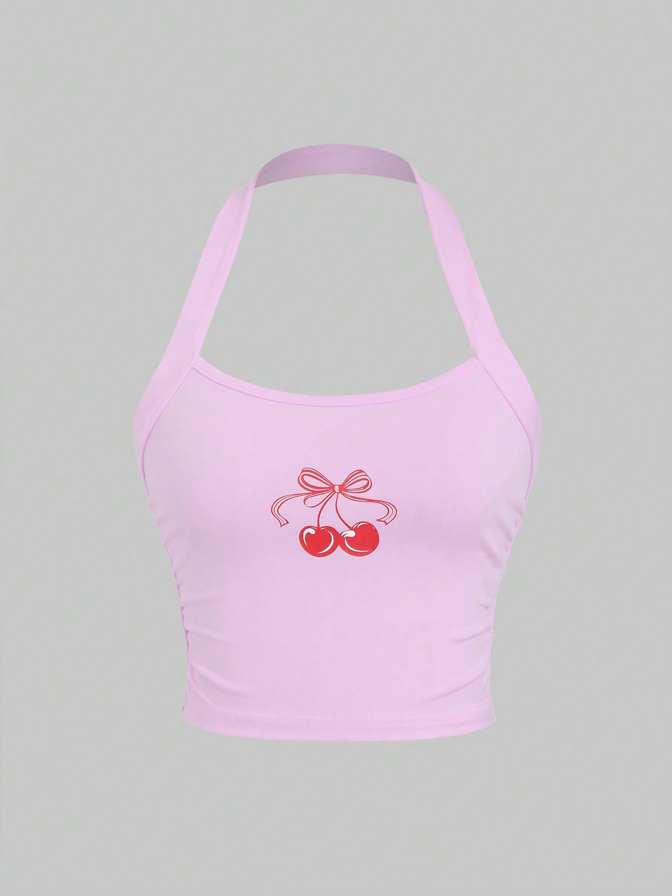 Summer Casual Cherry Print Halter Top