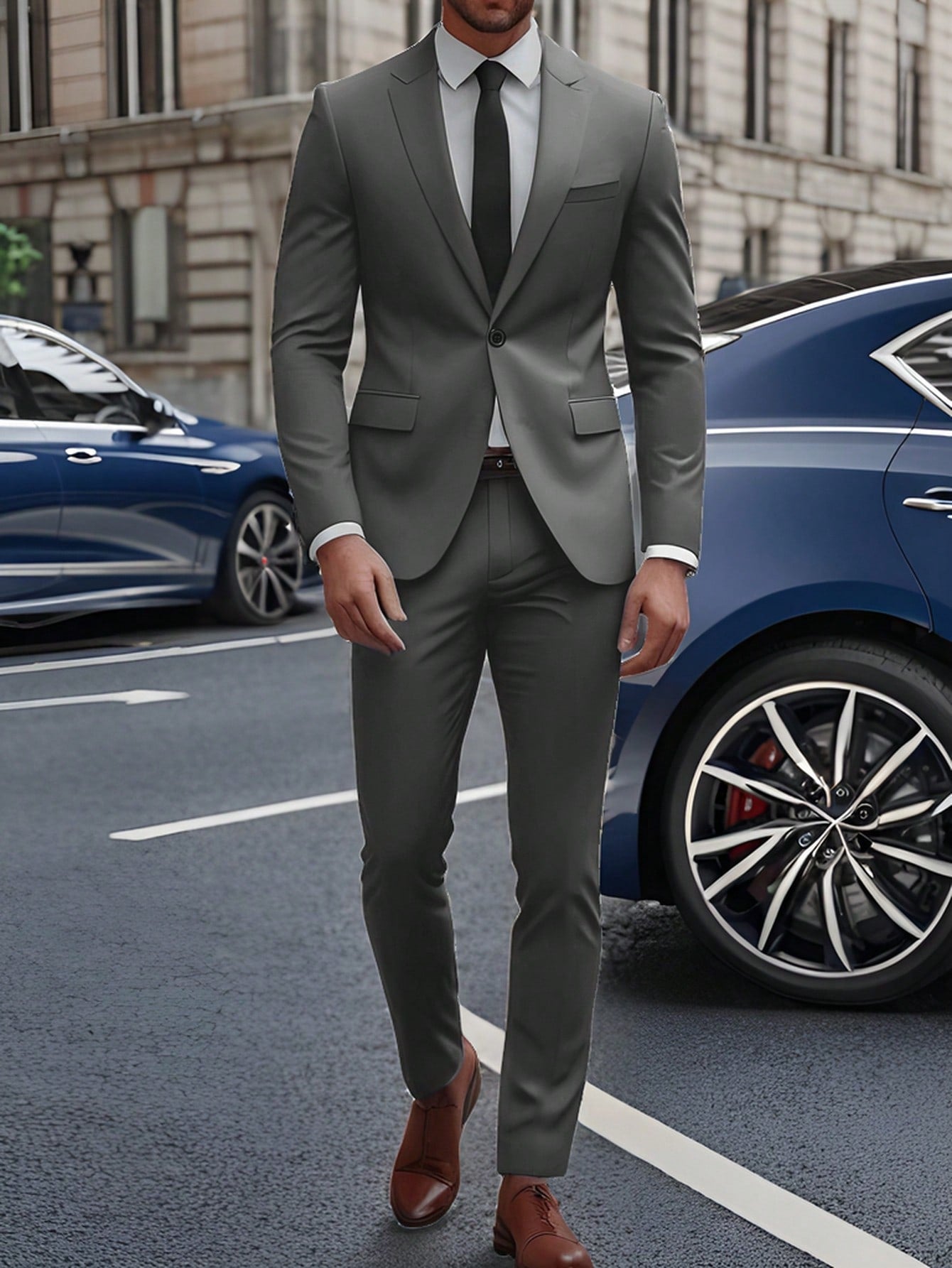 Men's Solid Color Simple Daily Long Sleeve Suit With Long Pants