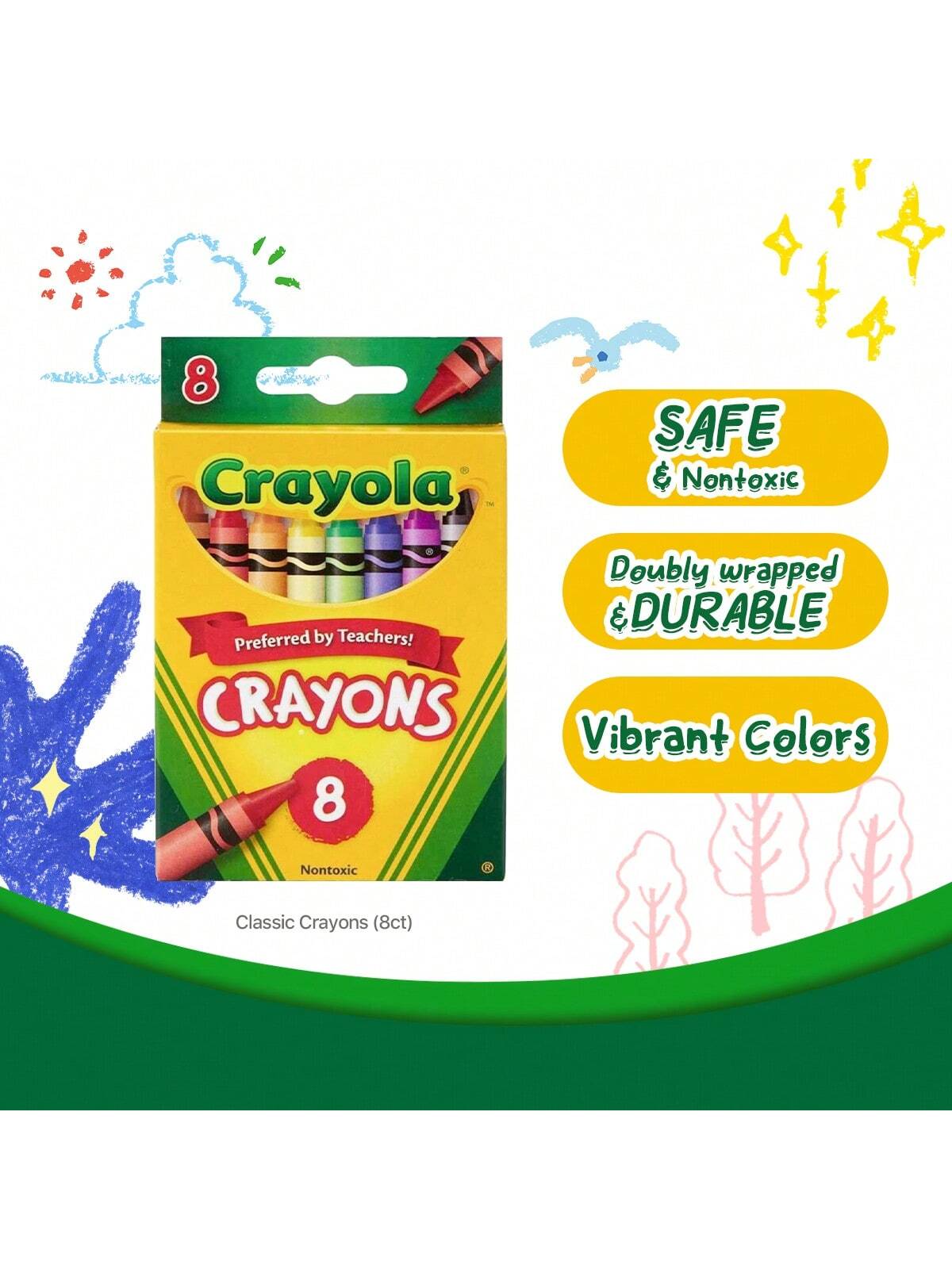 Crayola Wax Colouring Crayons - Assorted Colours (Count Of 8), A Must - Have For All Kids Arts And Crafts Sets, Ideal For Kids Aged 3+