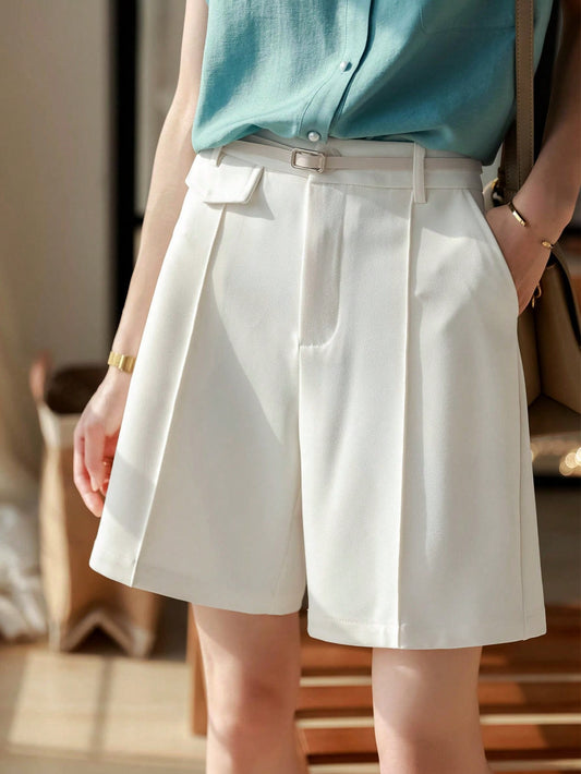 Women High Waist A-Line Wide Leg Dress Shorts