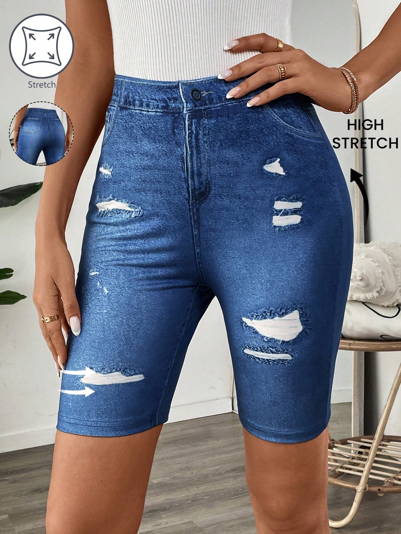 Women's Denim Effect Shorts