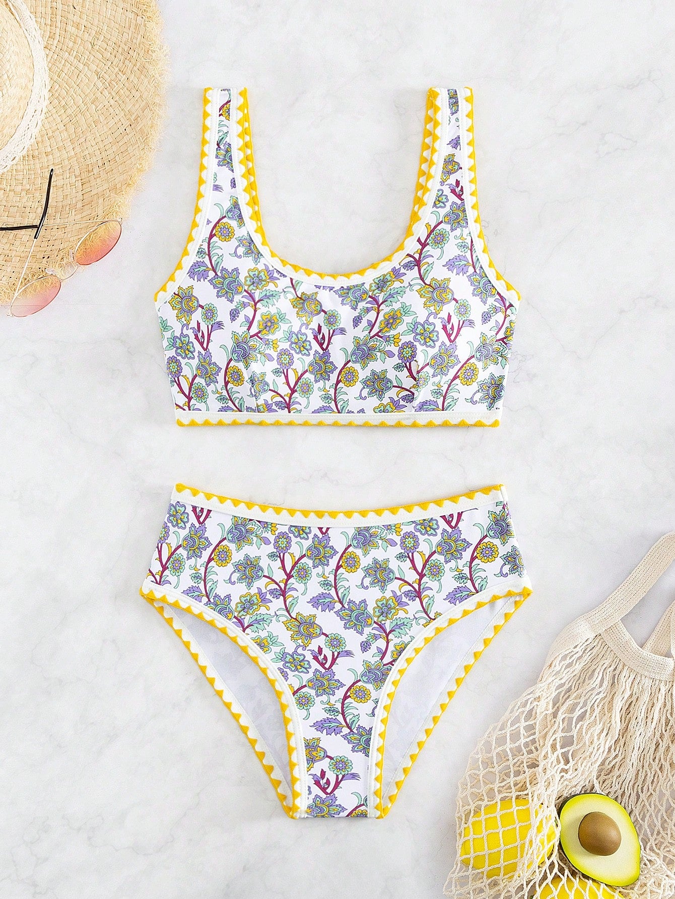 Swim Ladies Floral Print Two-Piece Bikini Set For Summer Beach And Vacation