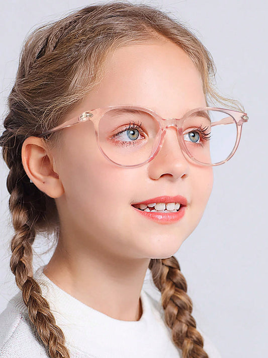 1 PC Boys Girls 12-16Y Acrylic Round Frame Campus Style Trendy Fashion Anti Blue Light Glasses For Daily Reading Use