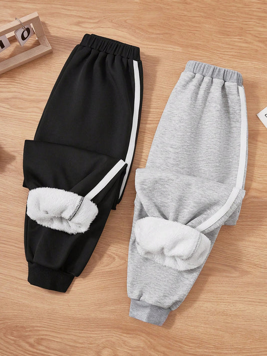 Tween Boy Tween Boy Clothing Boy Jogging Pants Boy Pants Striped Ribbon Plush Lining Super Cheap Sweatpants Suitable For Commuting To School Daily Leisure College Travel Suitable For Sports Suitable For Autumn And Winter Seasons