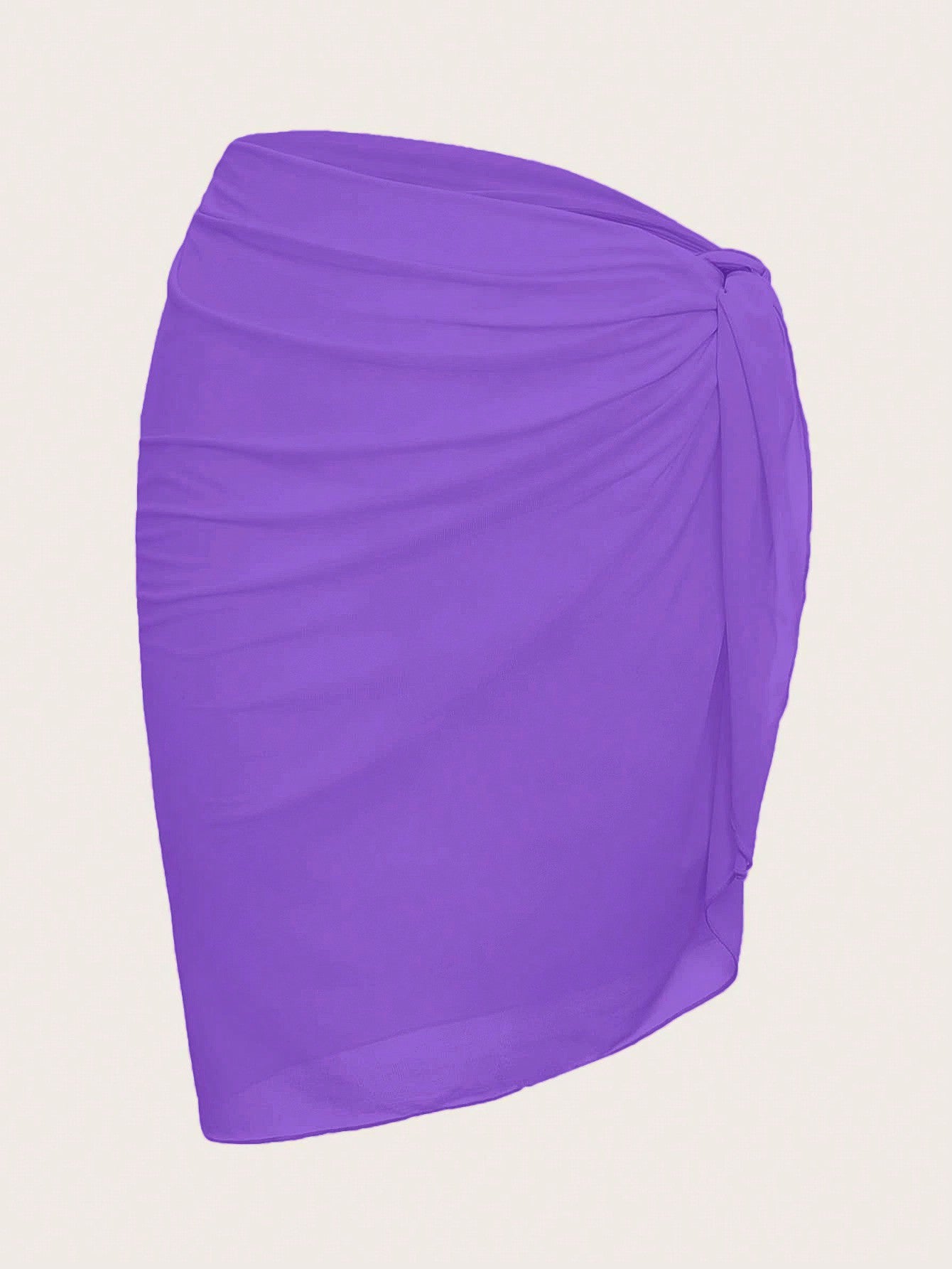 Swim Solid Knot Side Cover Up Wrap Skirt For Summer