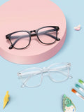 2 PCS Boys Girls 12-16Y Acrylic Back To School Casual Square Frame Trendy Fashion Anti Blue Light Glasses For Daily Reading Use