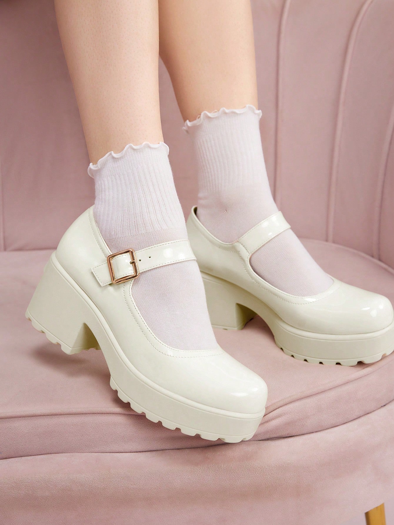 Stitch Detail Platform Mary Jane Shoes For Summer Vacation Shoes Summer Sale Back To School Shoes College Student Shoes