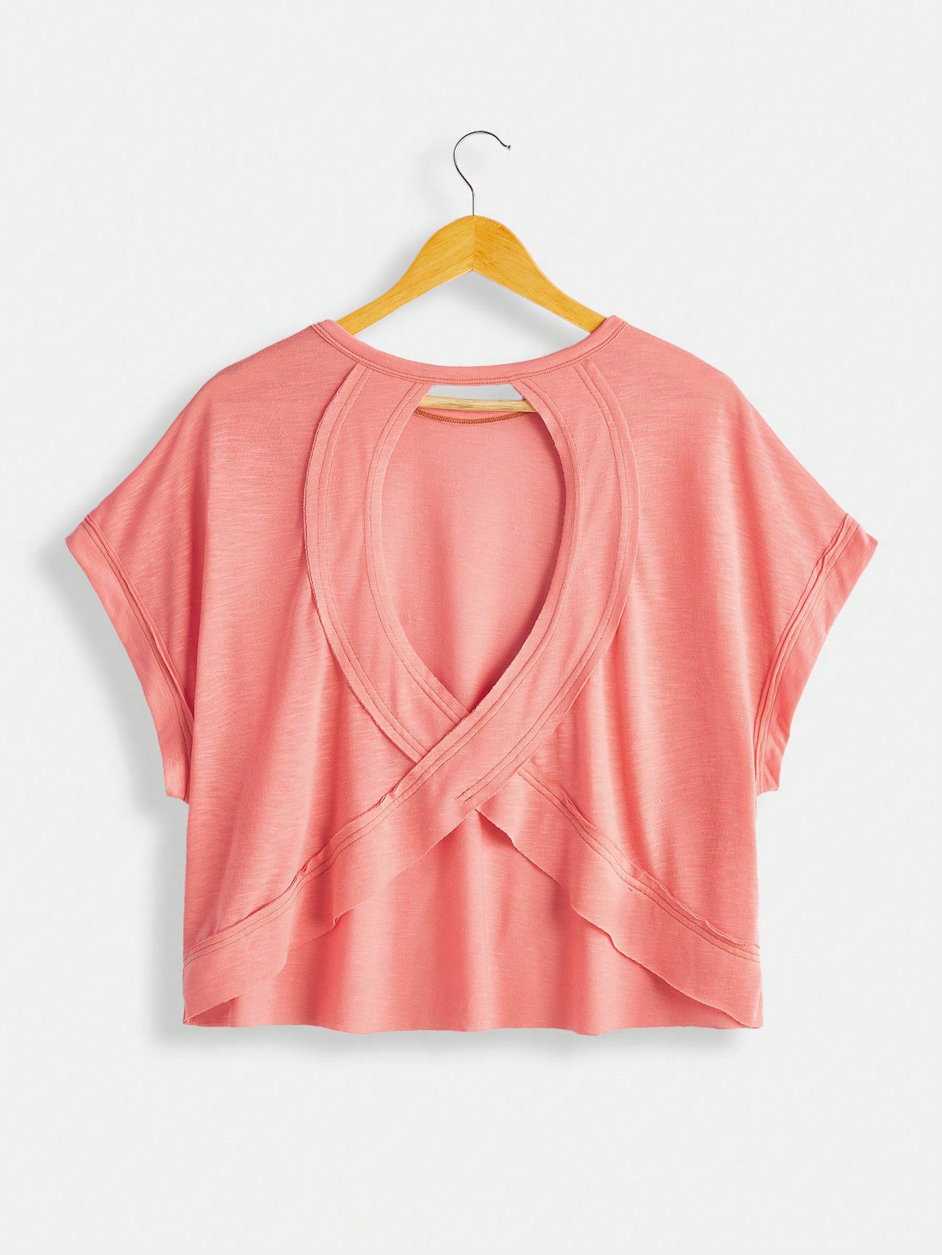 Cut Out Back Batwing Sleeve Tee