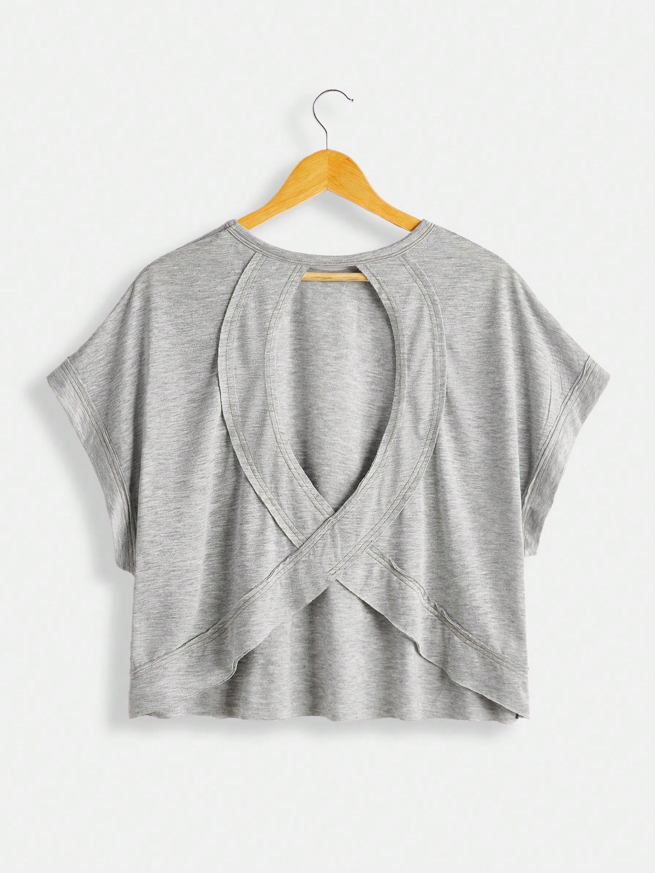 Cut Out Back Batwing Sleeve Tee