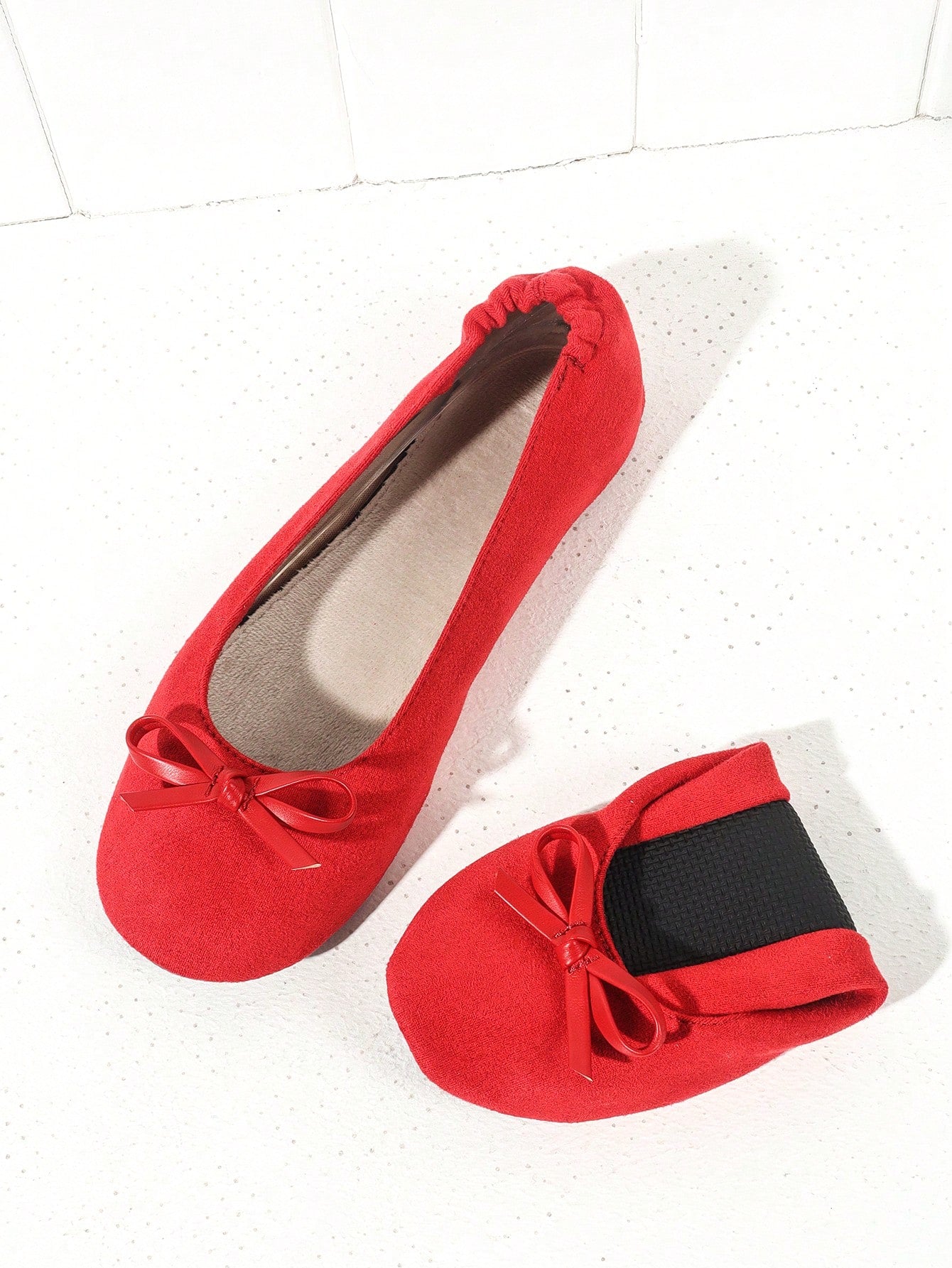 2024 Women's New Spring Summer Fashionable Comfortable Lightweight PU Leather Bowknot Foldable Elastic Flat Shoes