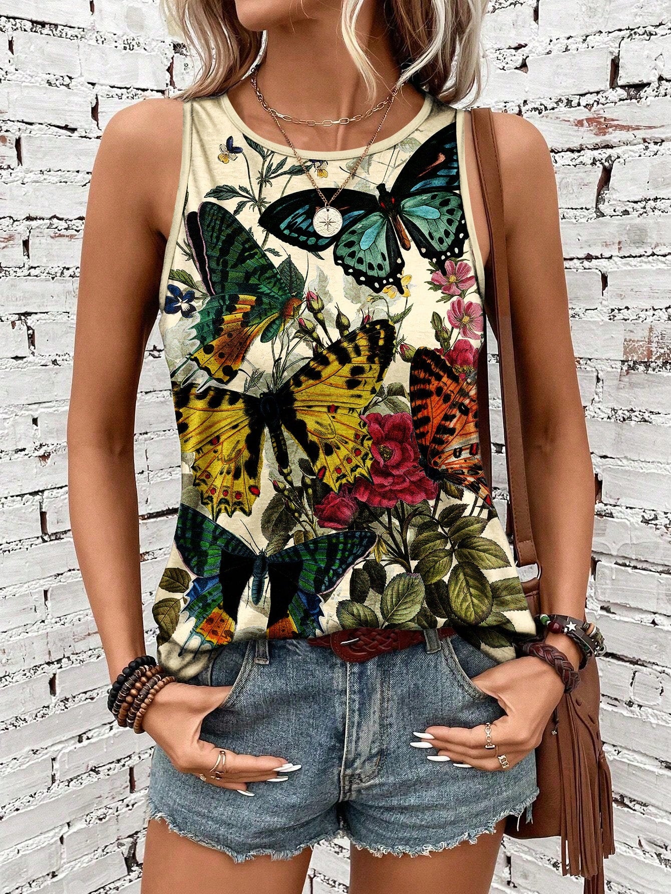 Women's Vacation Casual Feather Printed Jumpsuit