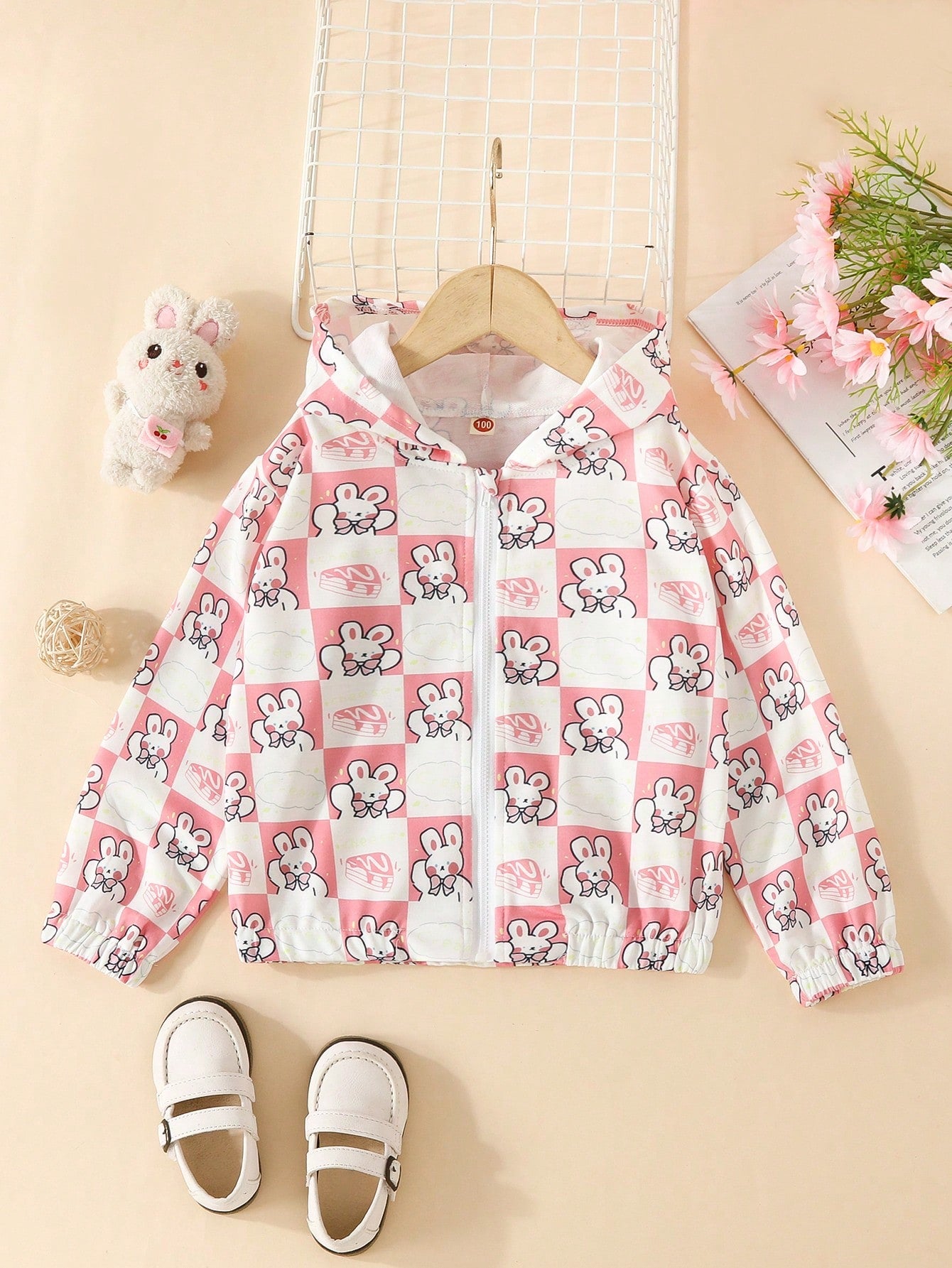 Cute Full Allover Print Animal Design Spring/Fall Jacket For European And American Girls, Casual Hooded Athletic Top, Trendy Clothing