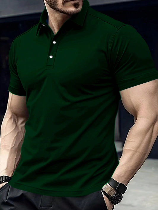 Men Solid Color Casual Short Sleeve Polo Shirt For Spring/Summer