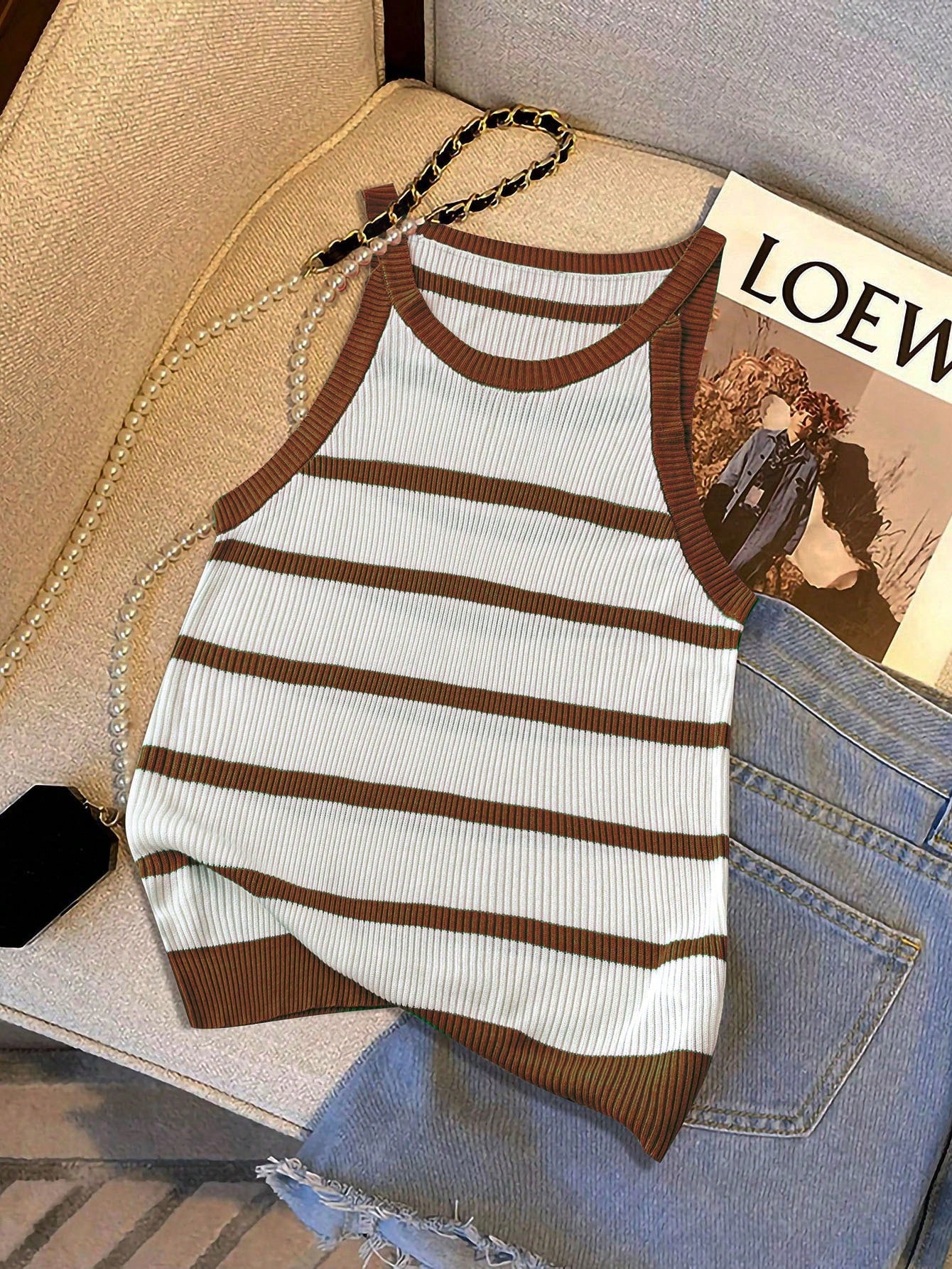 Women's Plus Size Colorblocked Striped Knit Vest Top