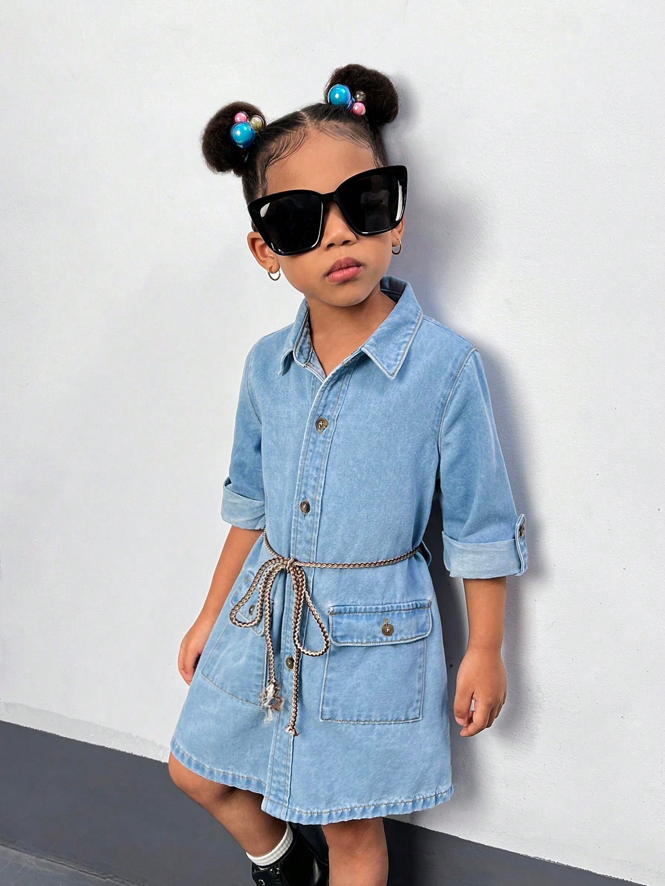 Young Girl Denim Overall Dress With Pockets, Street Casual Style Washed Comfortable Dress For College And Playful Activities Fall  Clothes  Outfits