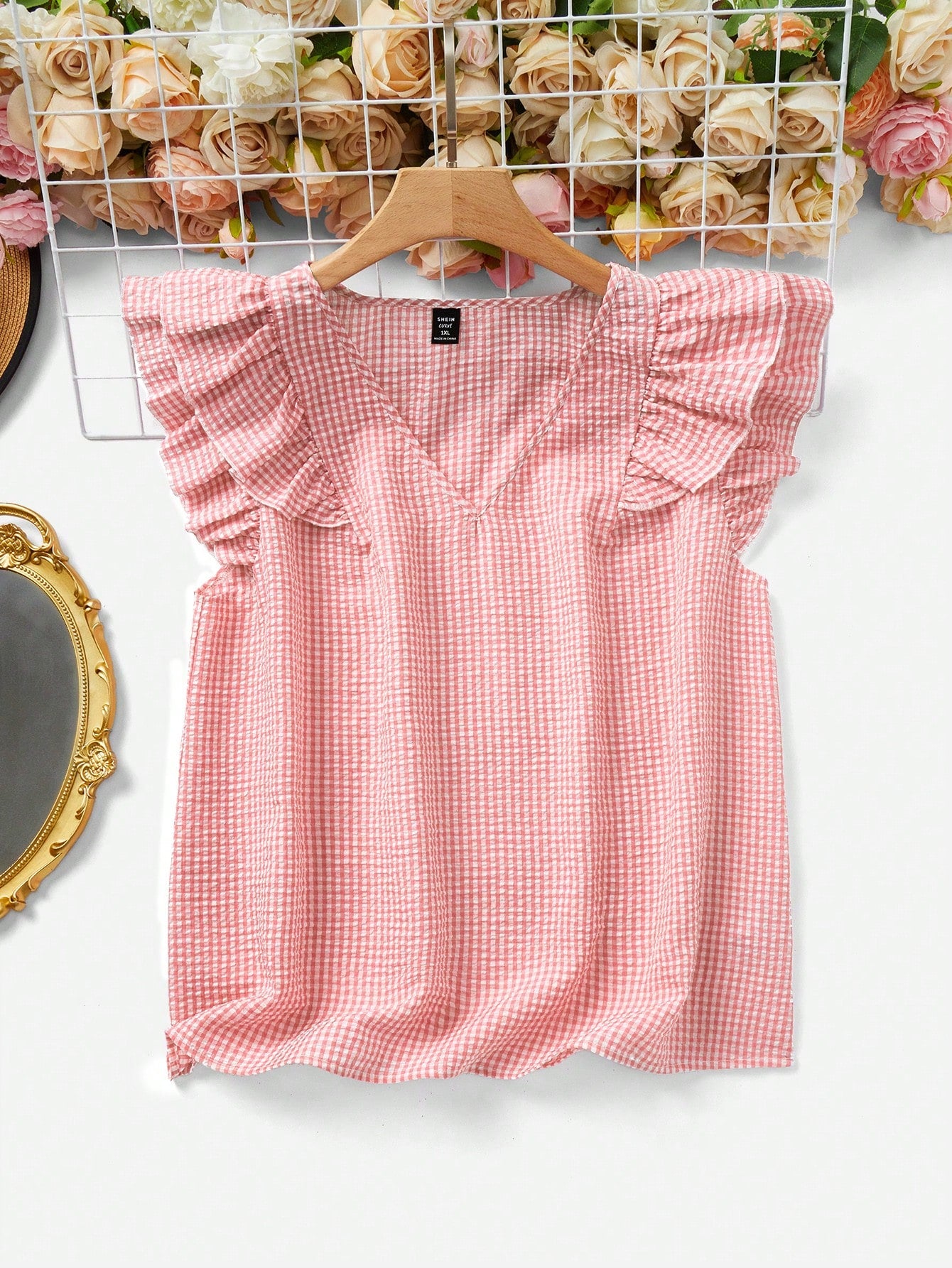 Plus Size Women's Summer Striped V-Neck Cap Sleeve Loose Casual Shirt