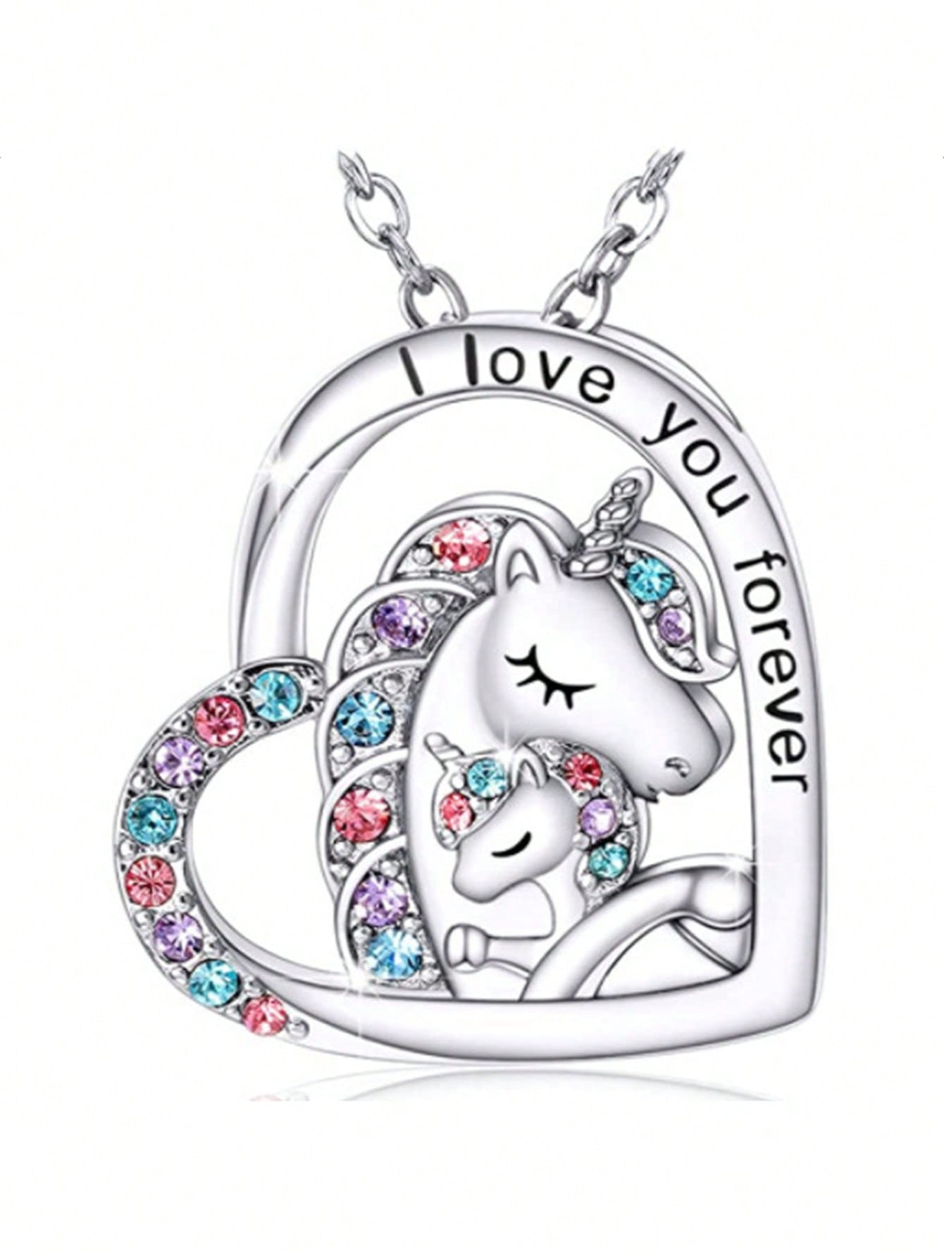 1pc Cute Colored Rhinestone Inlaid Little Horse Pendant Cartoon Animal Necklace