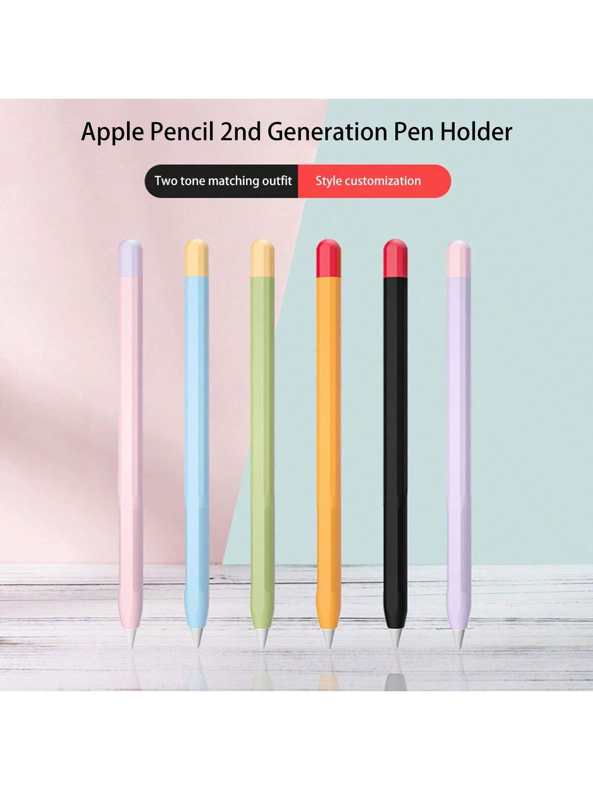 1pc Colorblock Pure Silicone Protective Case For Apple Pencil 1st/2nd Generation, Anti-Slip Anti-Drop Stylus Pen Cover