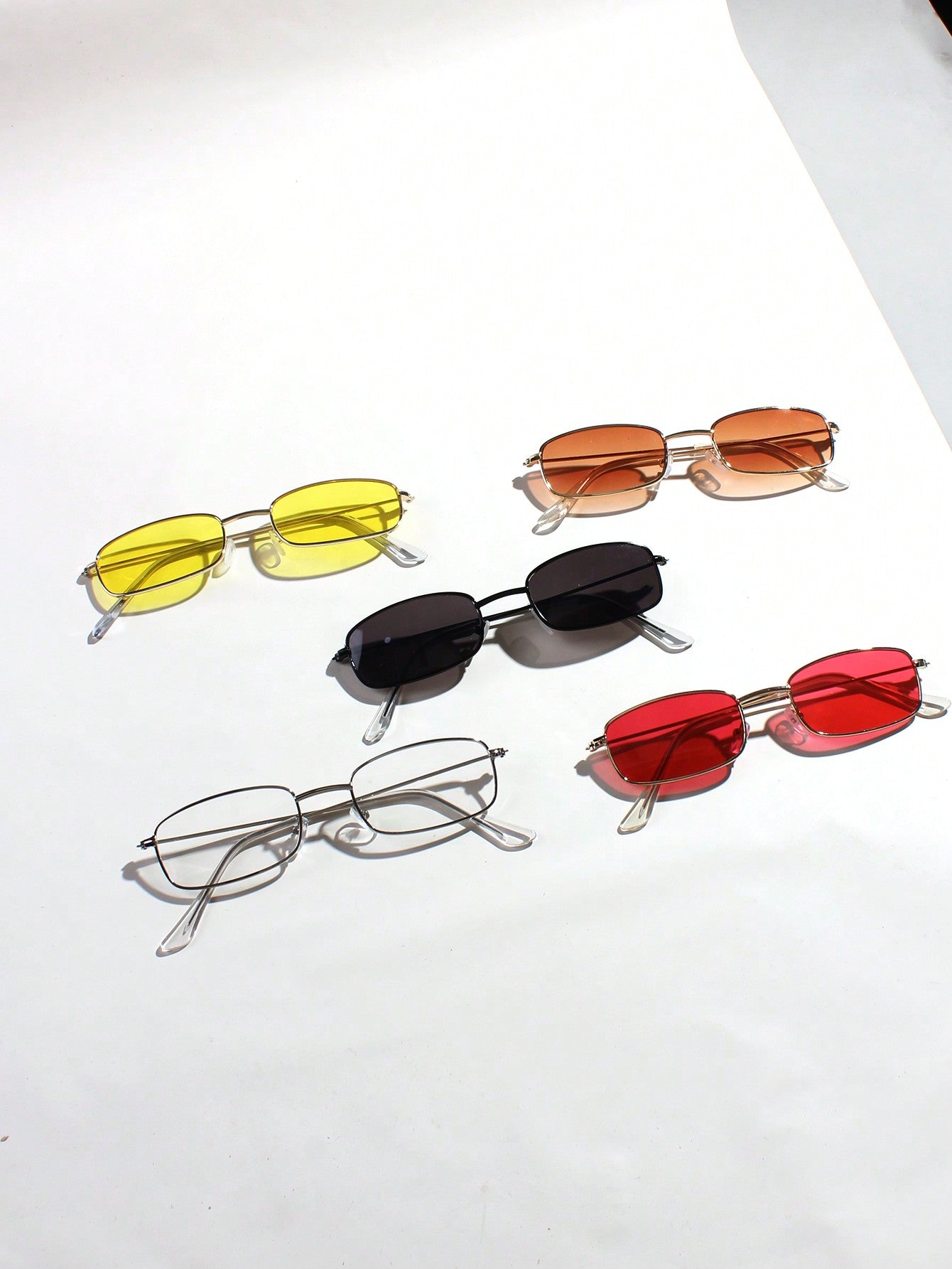 2pcs Retro Rectangle Small Frame Decorative Sunglasses Set For Teens & Adults