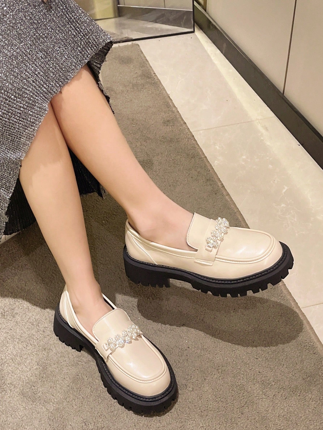 New Summer Style College Beige Shoes With Lace, British Style Small Leather Shoes