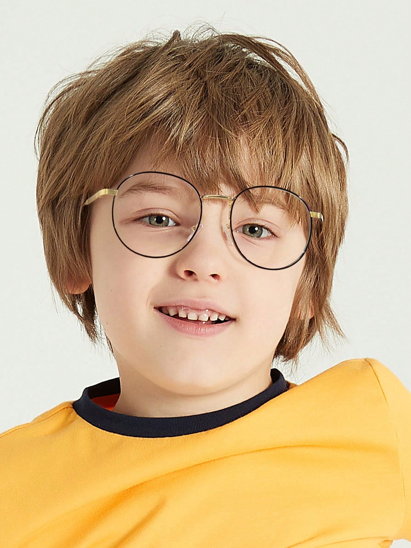 1 PC Boys Girls 12-16Y Metal Round Frame Campus Style Trendy Fashion Anti Blue Light Glasses For Daily Reading Use