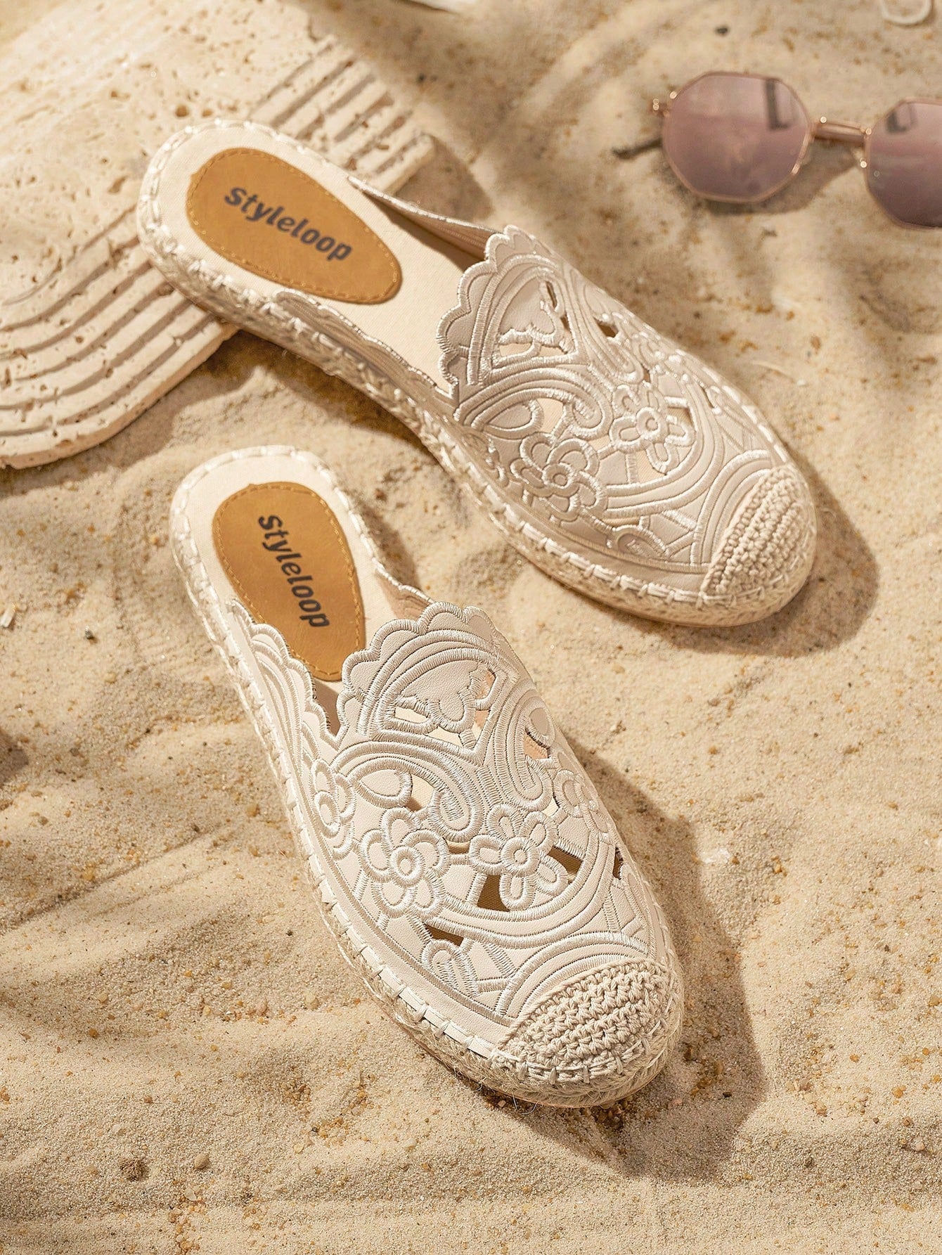 Styleloop Beige Casual Vintage Embroidered Platform Espadrilles With Thick Bottom And Woven Rope Shoe Lace  Boho Feels Vintage Cottagecore Frenchy Shoes Halloween